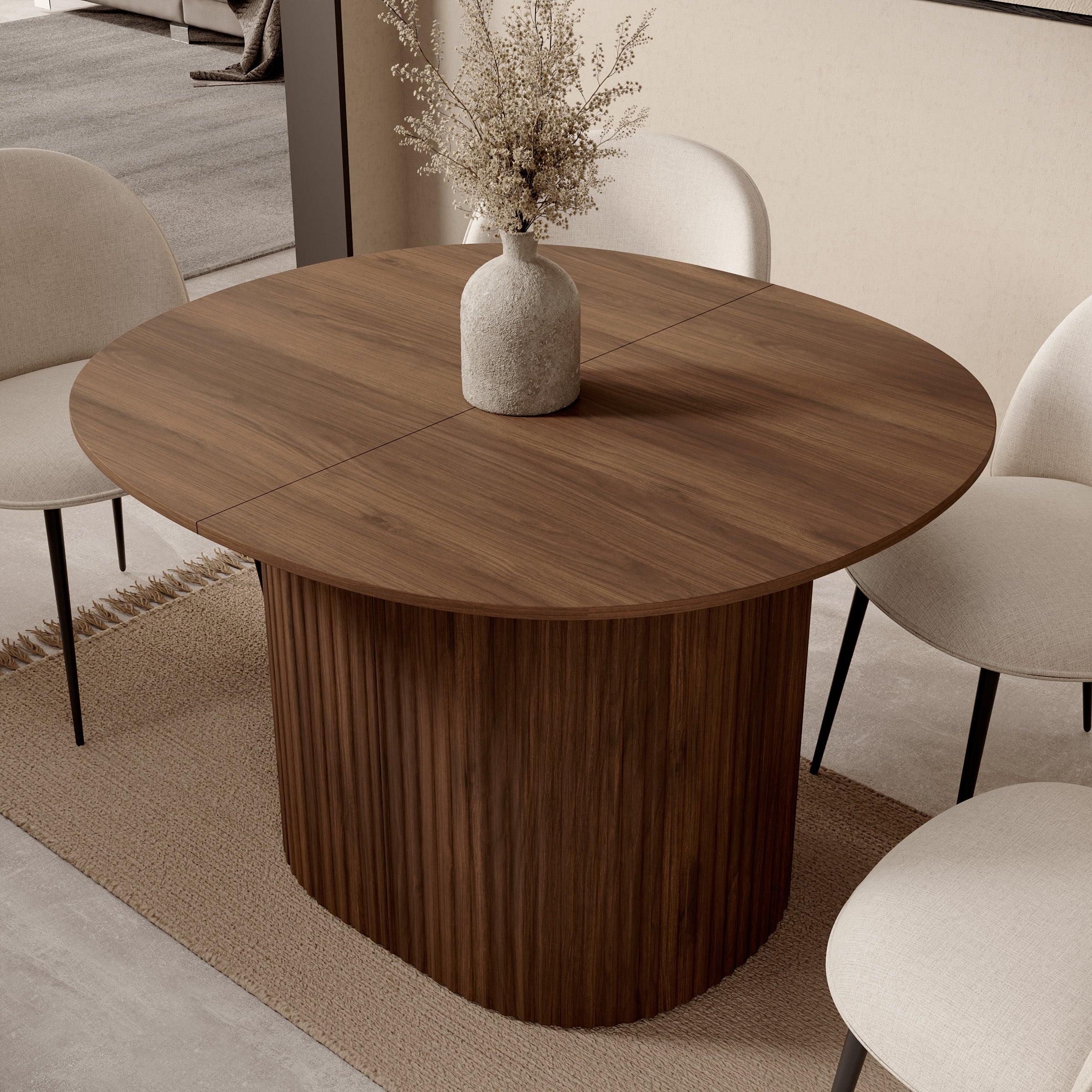 Cirello - Eetkamertafel uitschuifbaar - Walnootpatroon - 120x110x77 cm