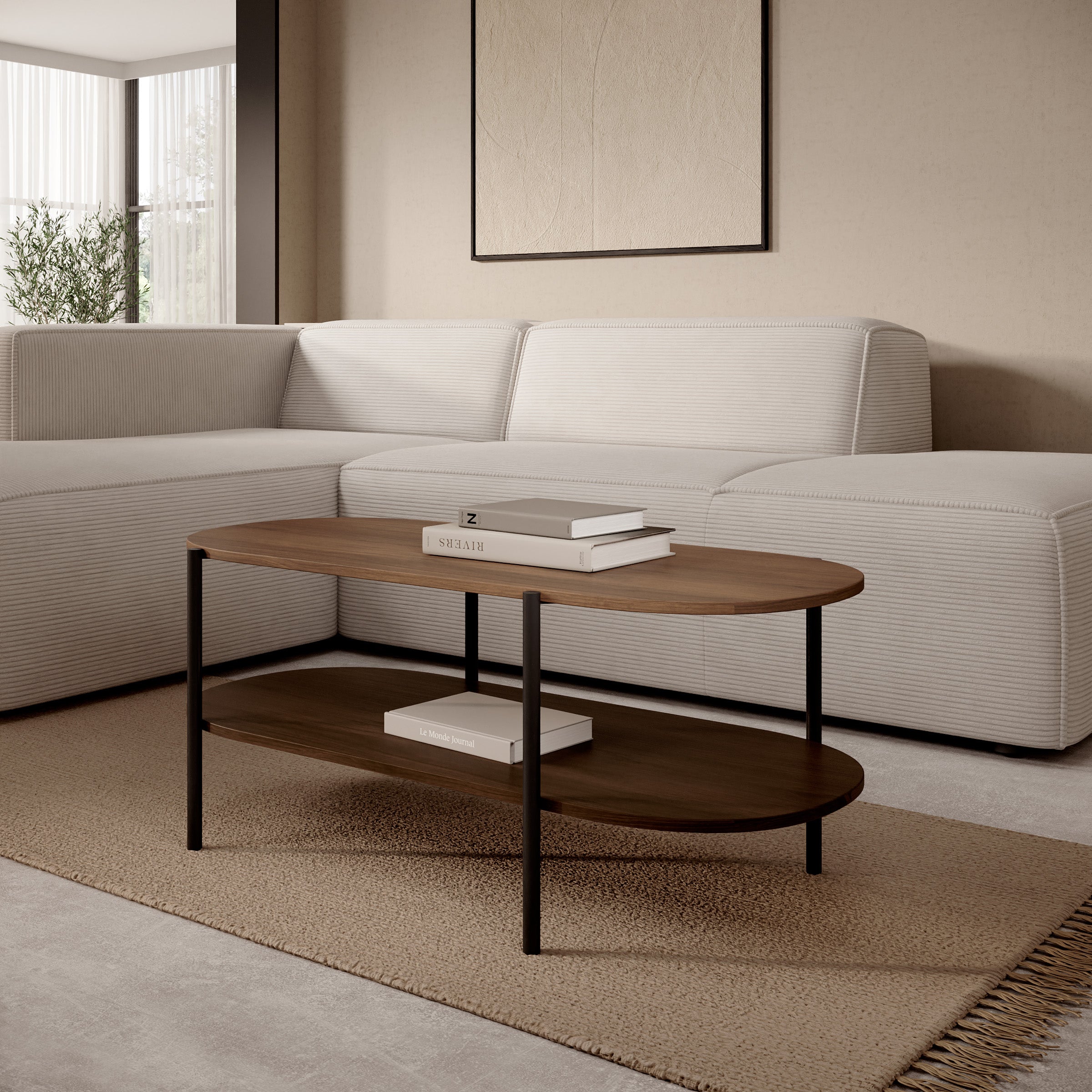 Cirello - Salontafel - Walnootpatroon - 110x50x46 cm