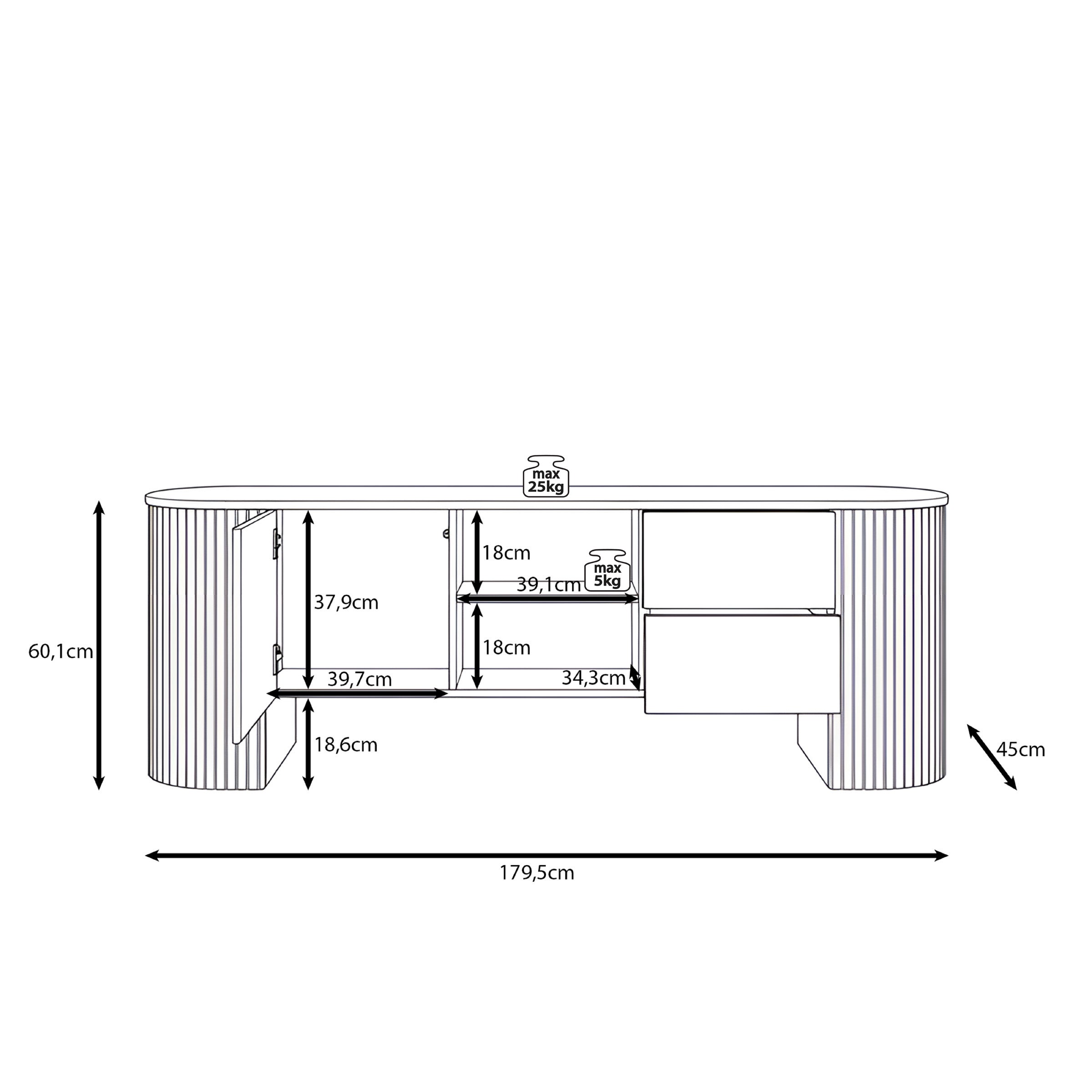Cirello - TV-Meubel - Walnootpatroon - 180x45x60 cm