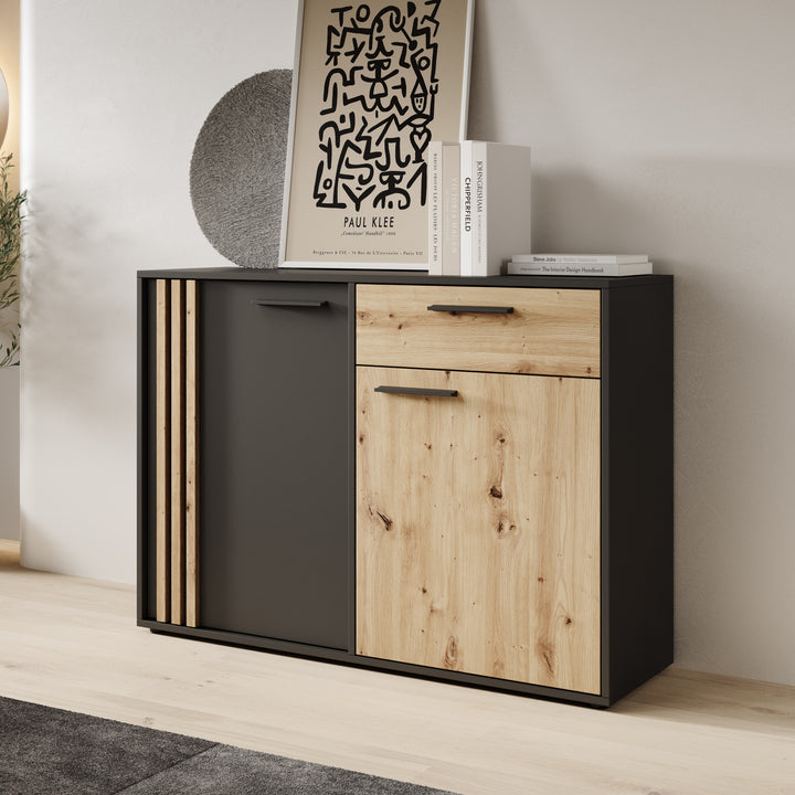 Clover - Dressoir - Eiken/Zwart - 116x34x82 cm