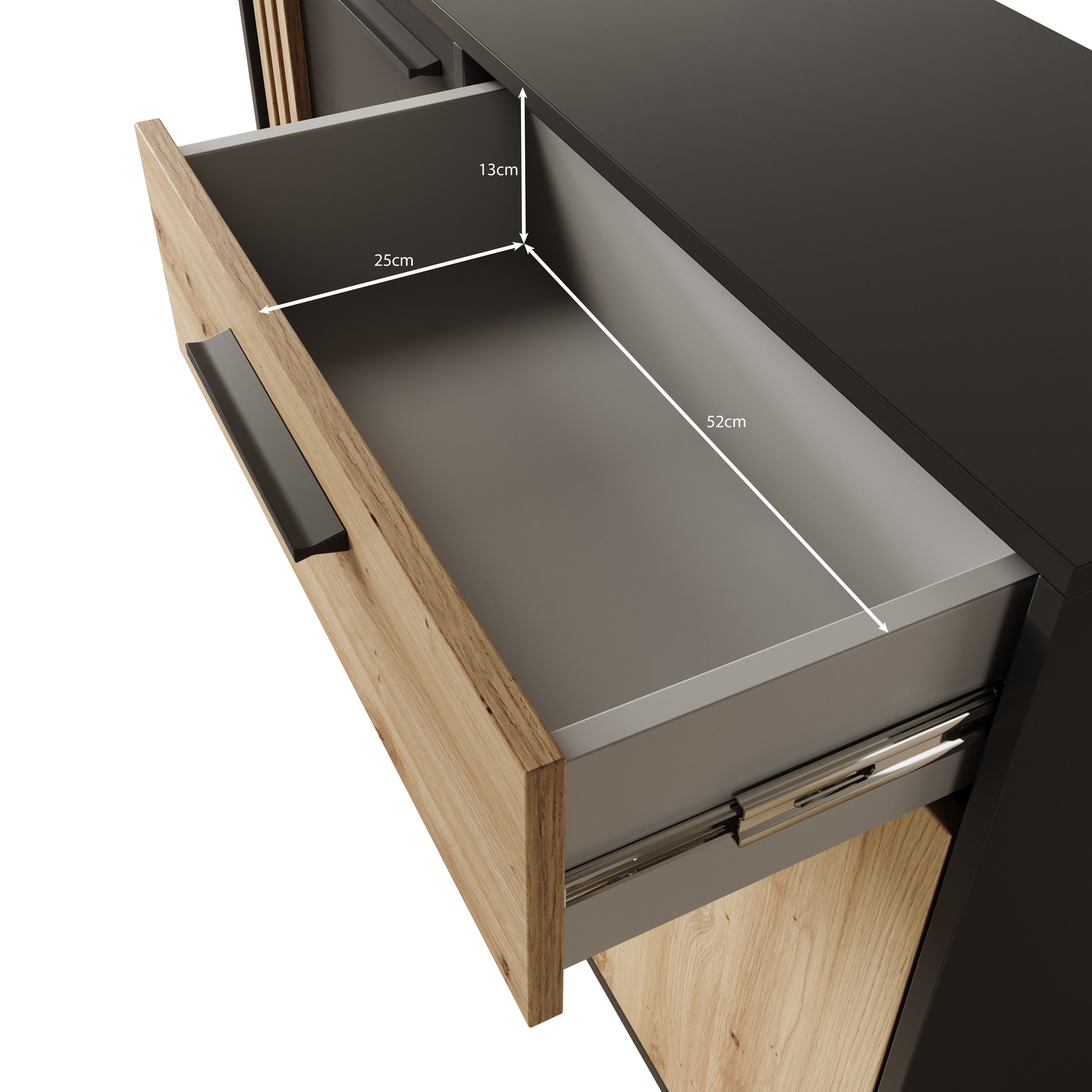 Clover - Dressoir - Eiken/Zwart - 116x34x82 cm