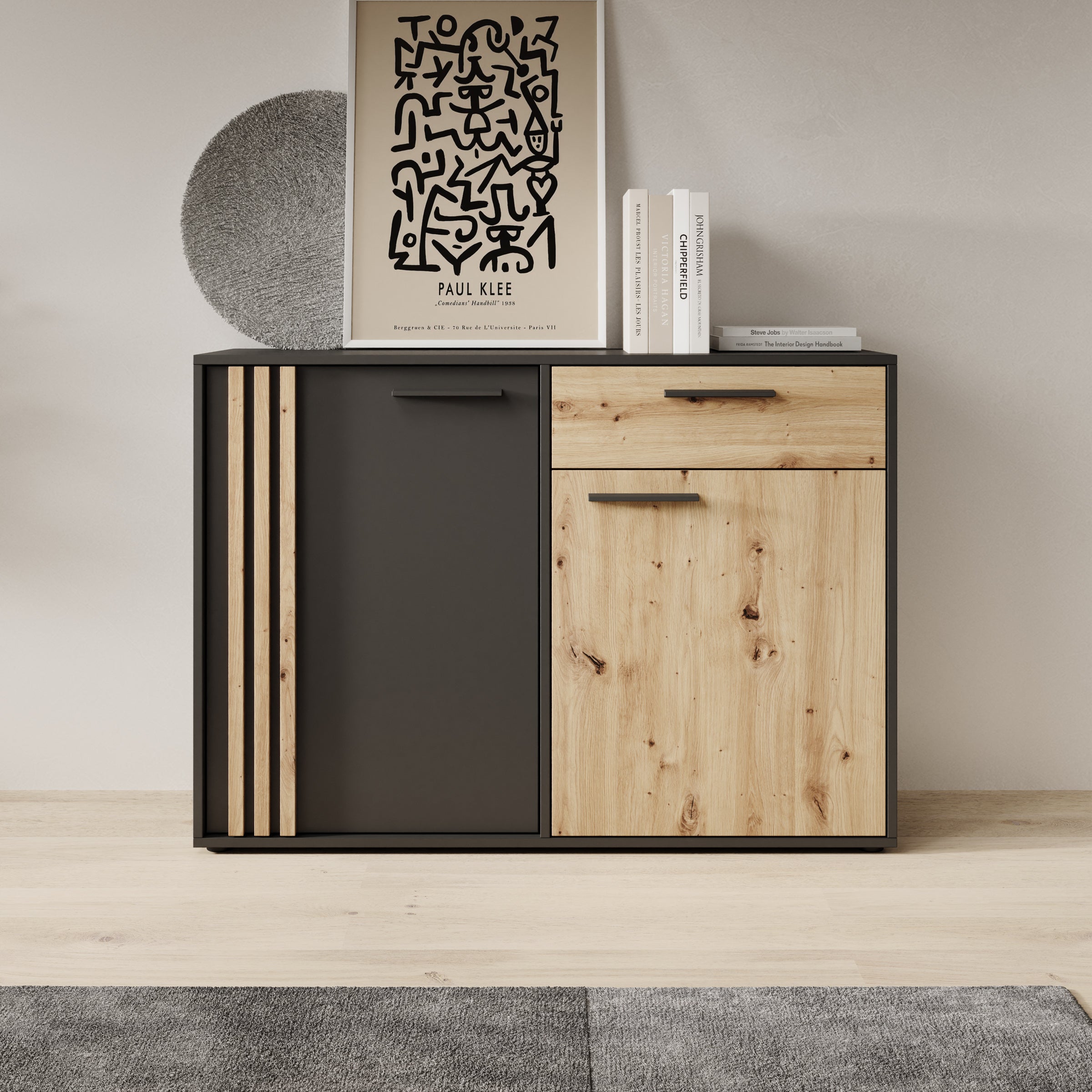 Clover - Dressoir - Eiken/Zwart - 116x34x82 cm