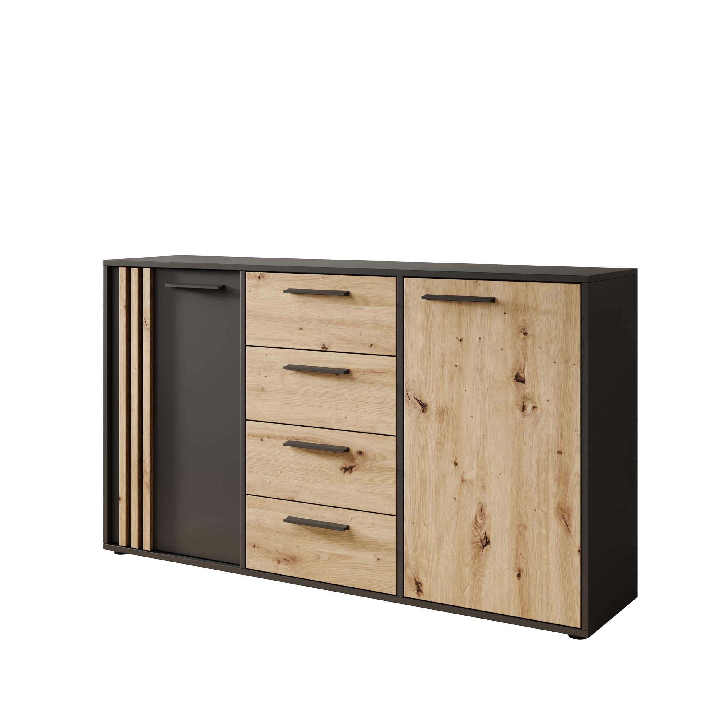 Clover - Dressoir - Eiken/Zwart - 143x34x82 cm
