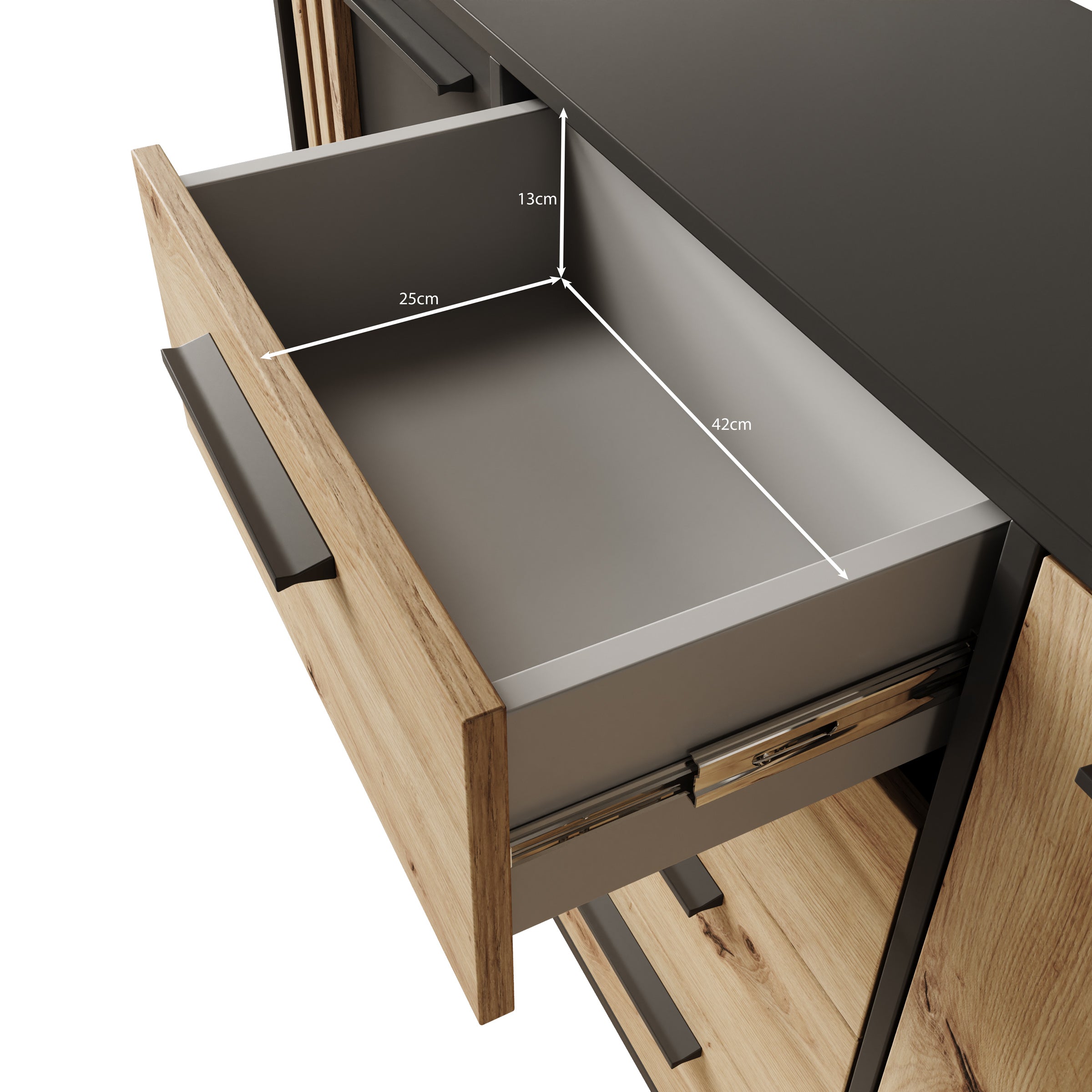 Clover - Dressoir - Eiken/Zwart - 143x34x82 cm