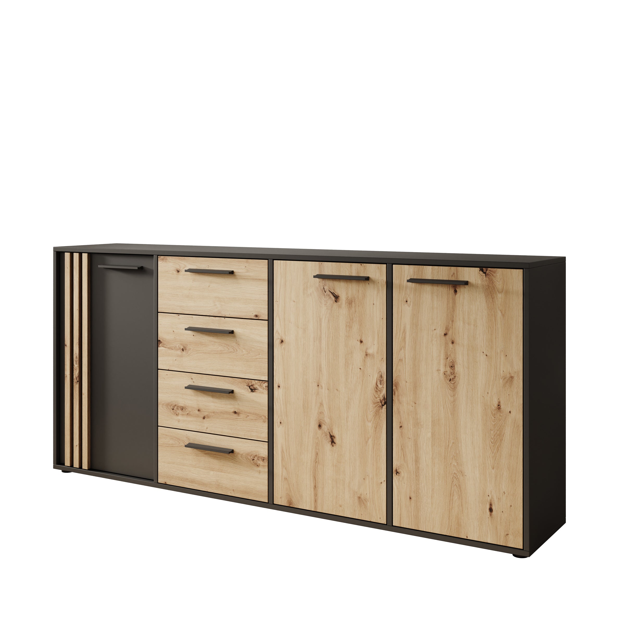 Clover - Dressoir - Eiken/Zwart - 179x34x82 cm