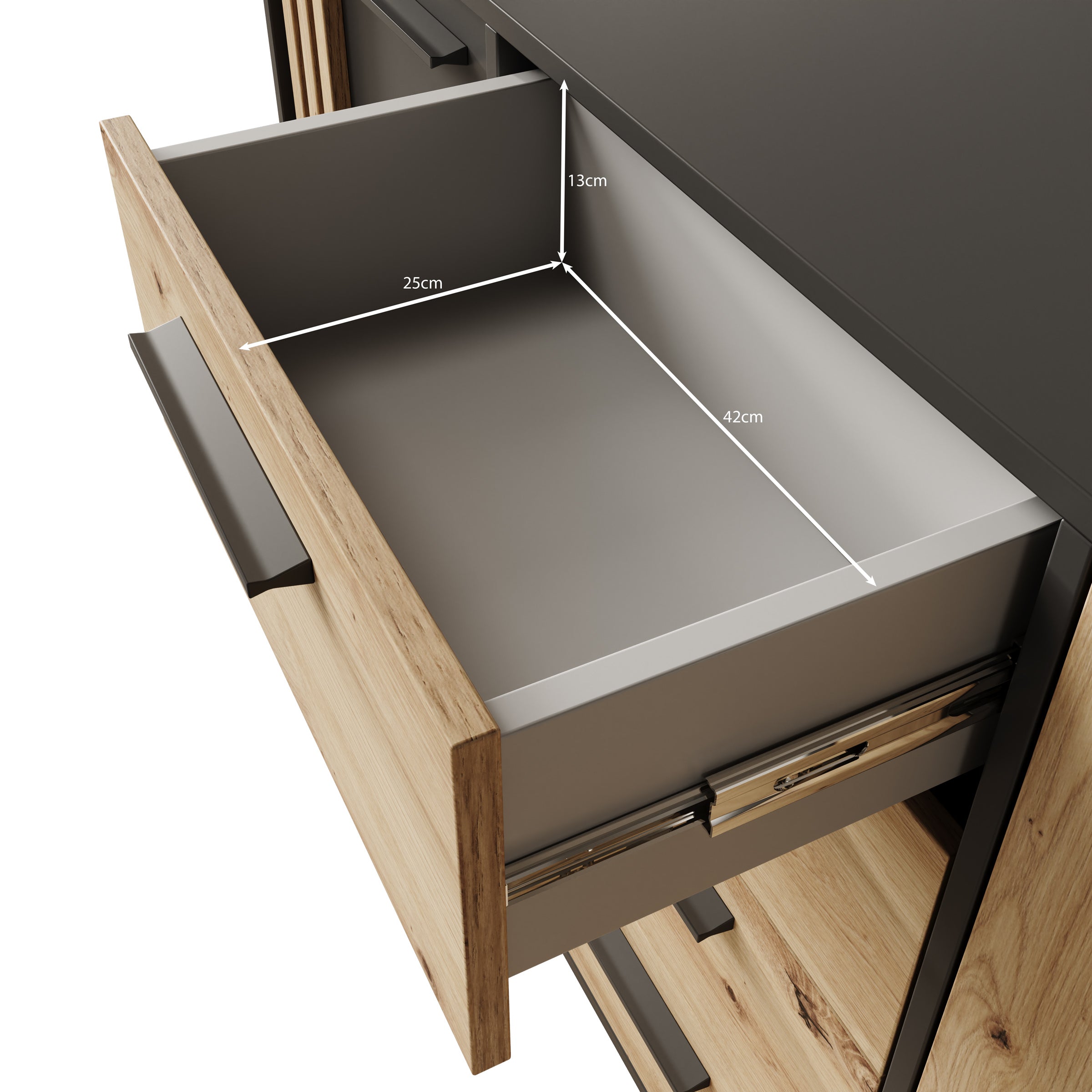 Clover - Dressoir - Eiken/Zwart - 179x34x82 cm