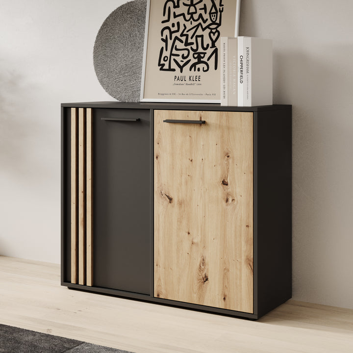 Clover - Dressoir - Eiken/Zwart - 96x34x82 cm