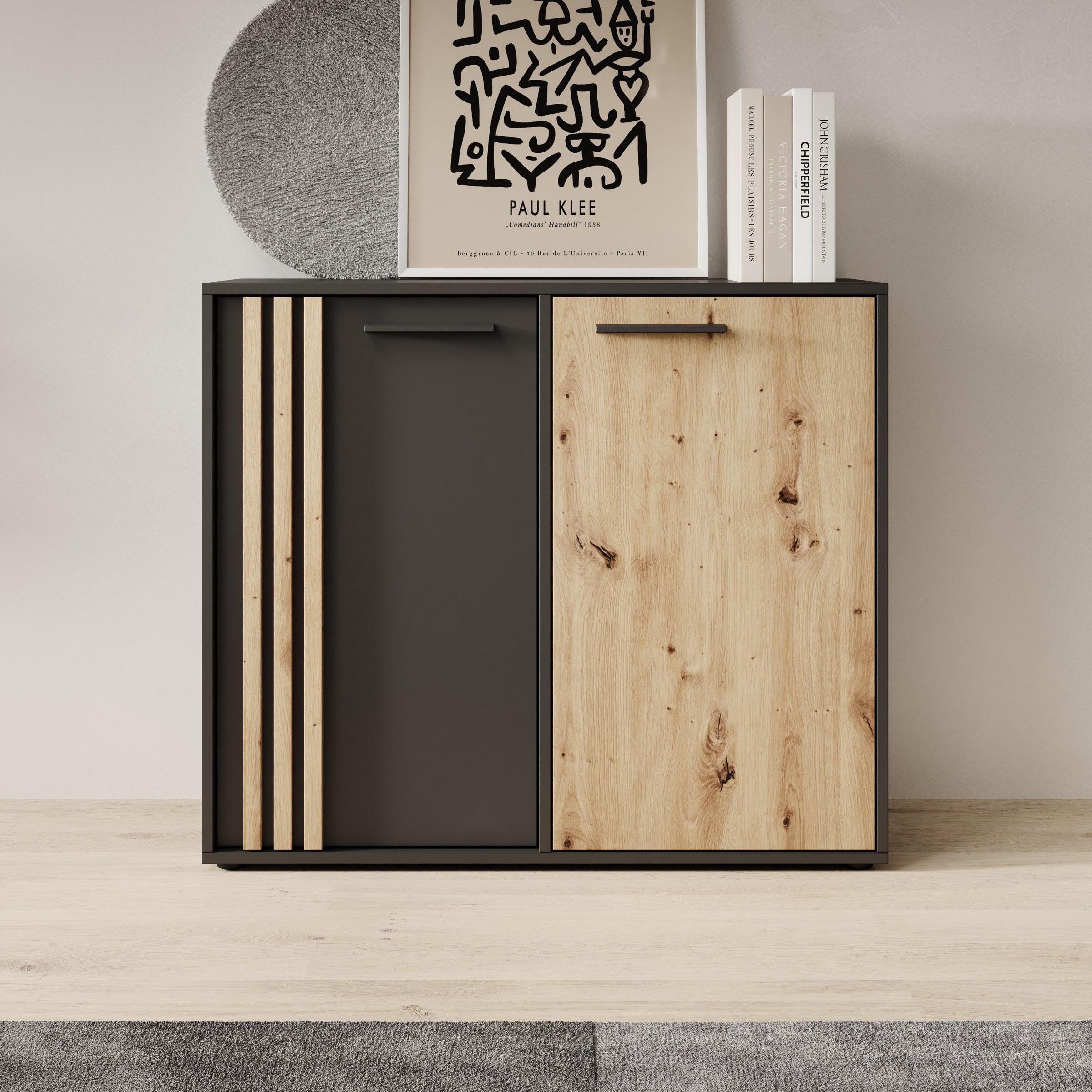 Clover - Dressoir - Eiken/Zwart - 96x34x82 cm