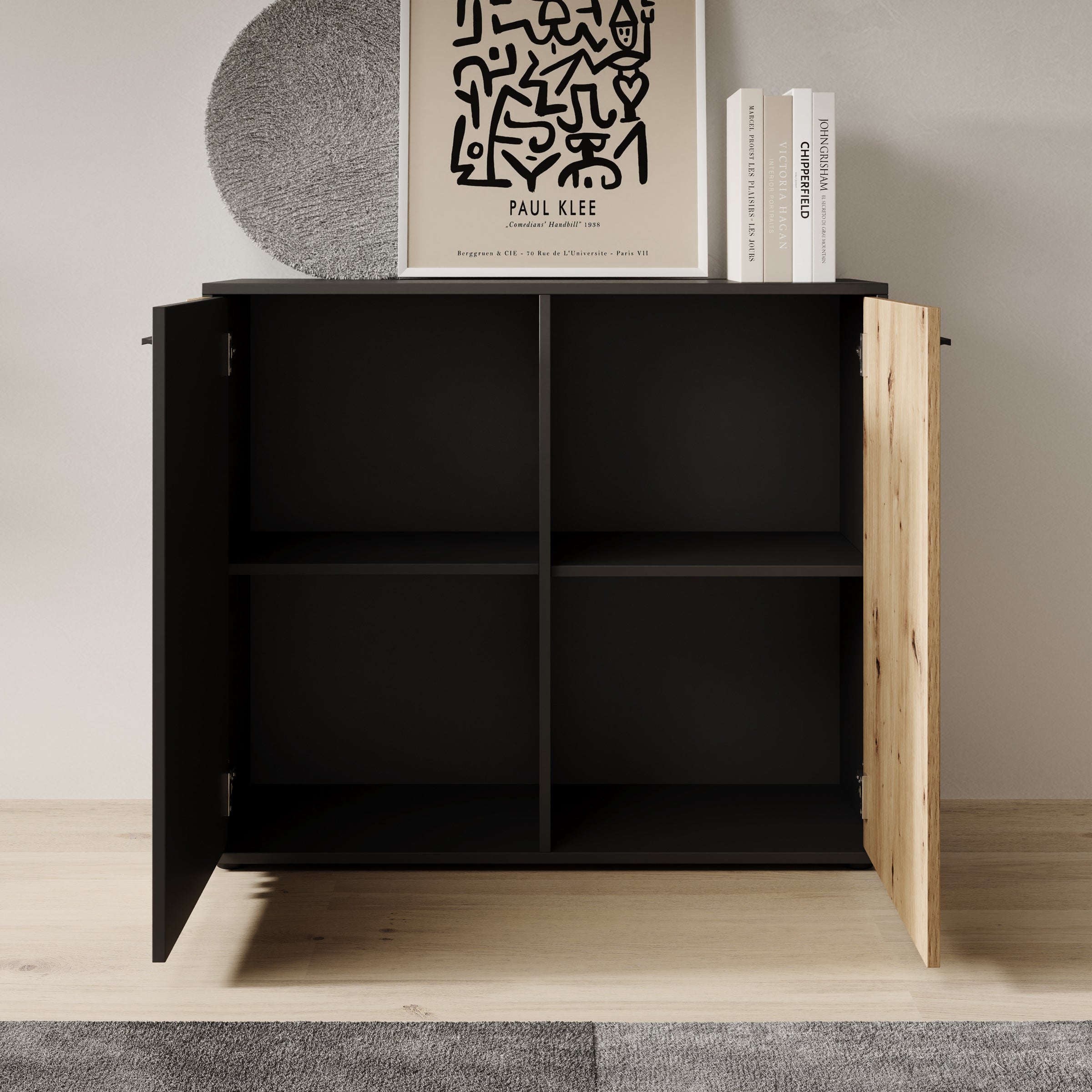 Clover - Dressoir - Eiken/Zwart - 96x34x82 cm