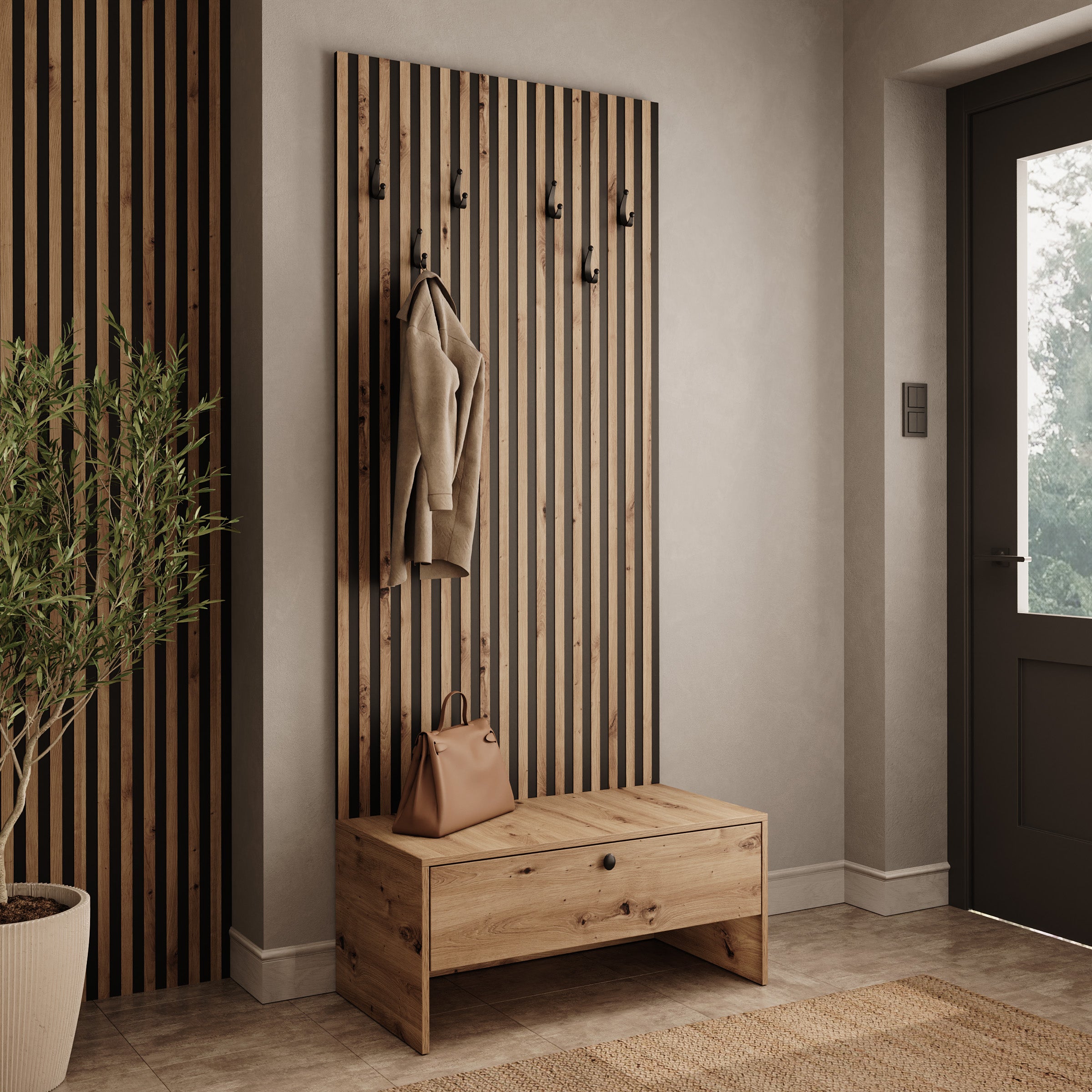 Coco - Schoenenkast - Eikenpatroon - 85x44x206 cm