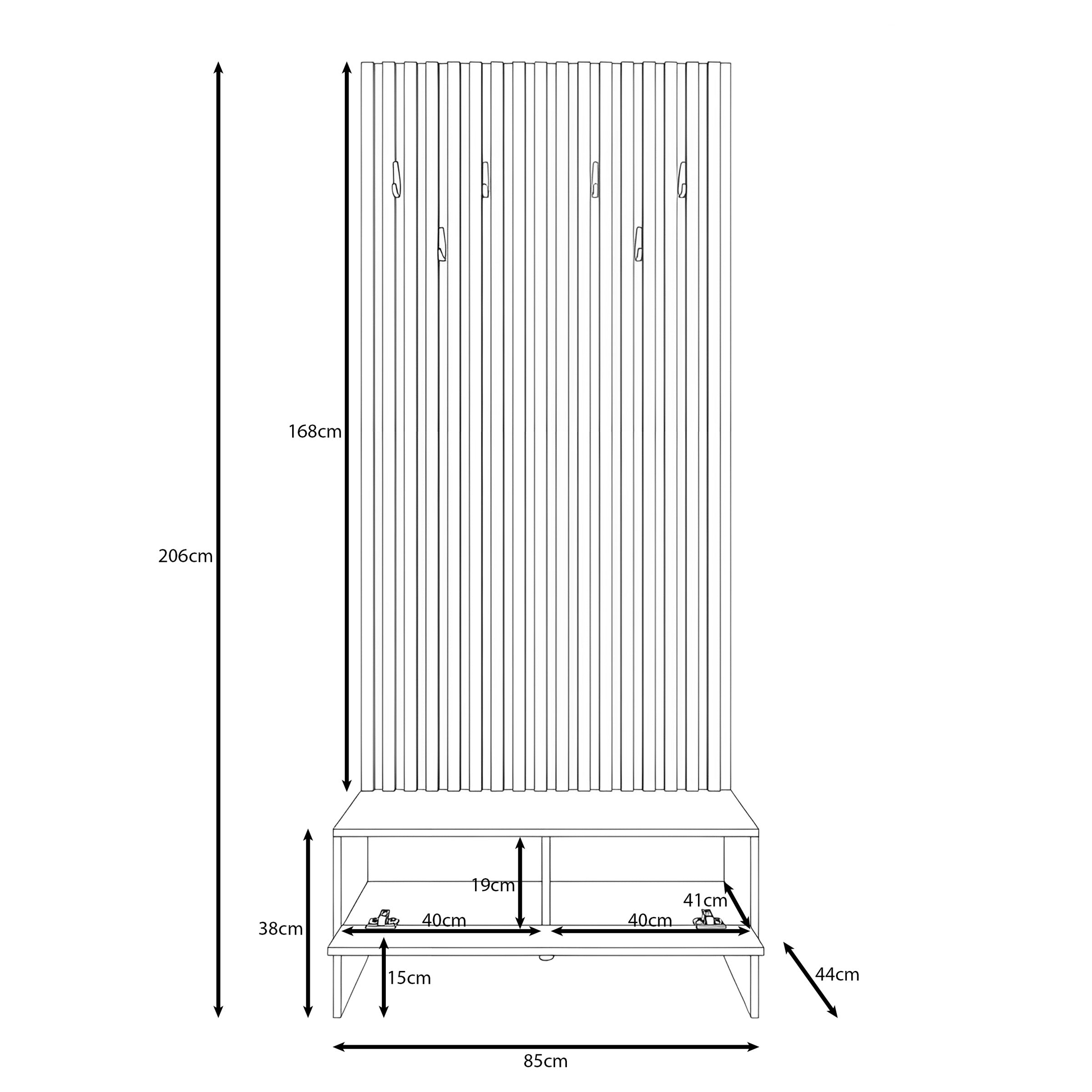 Coco - Schoenenkast - Eikenpatroon - 85x44x206 cm