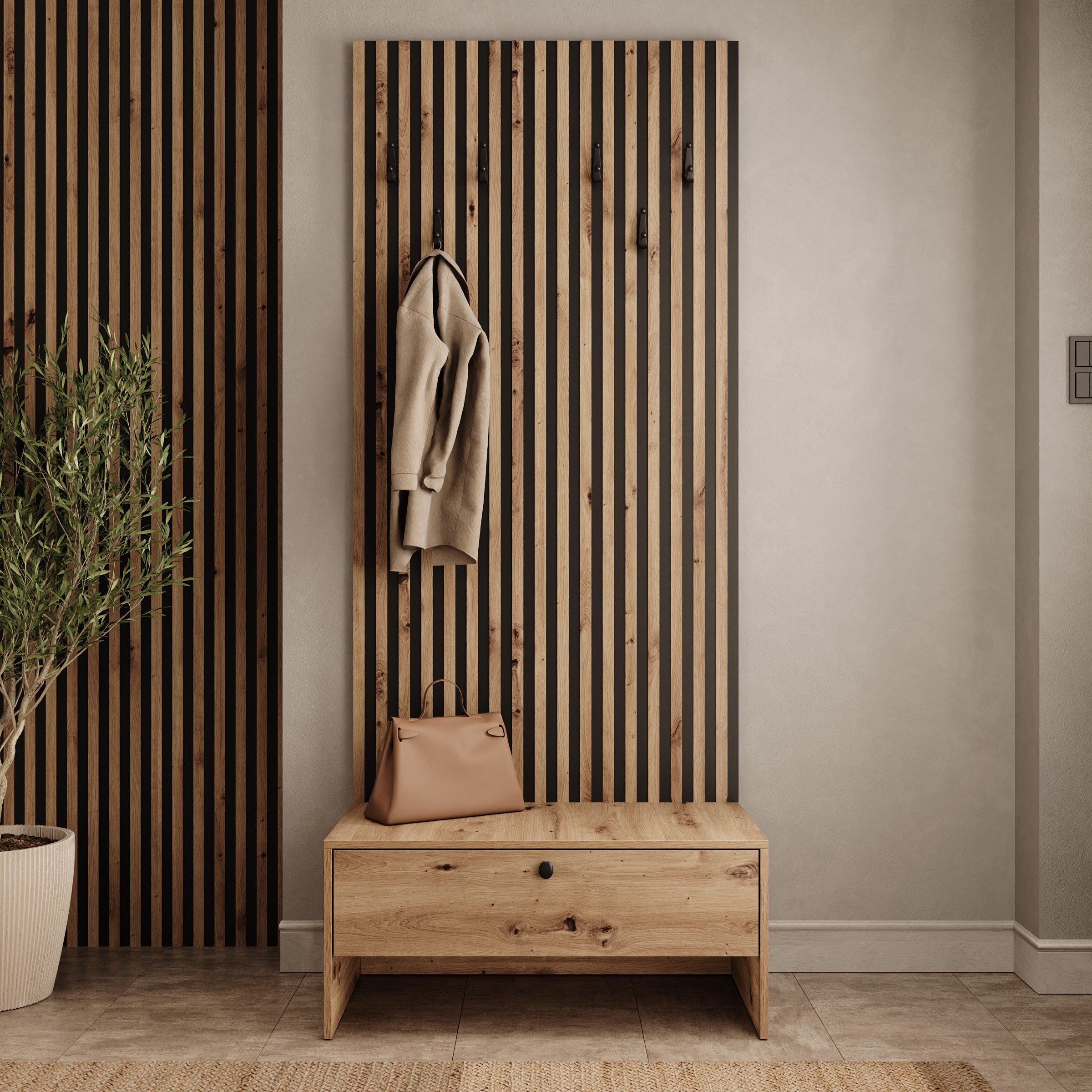 Coco - Schoenenkast - Eikenpatroon - 85x44x206 cm
