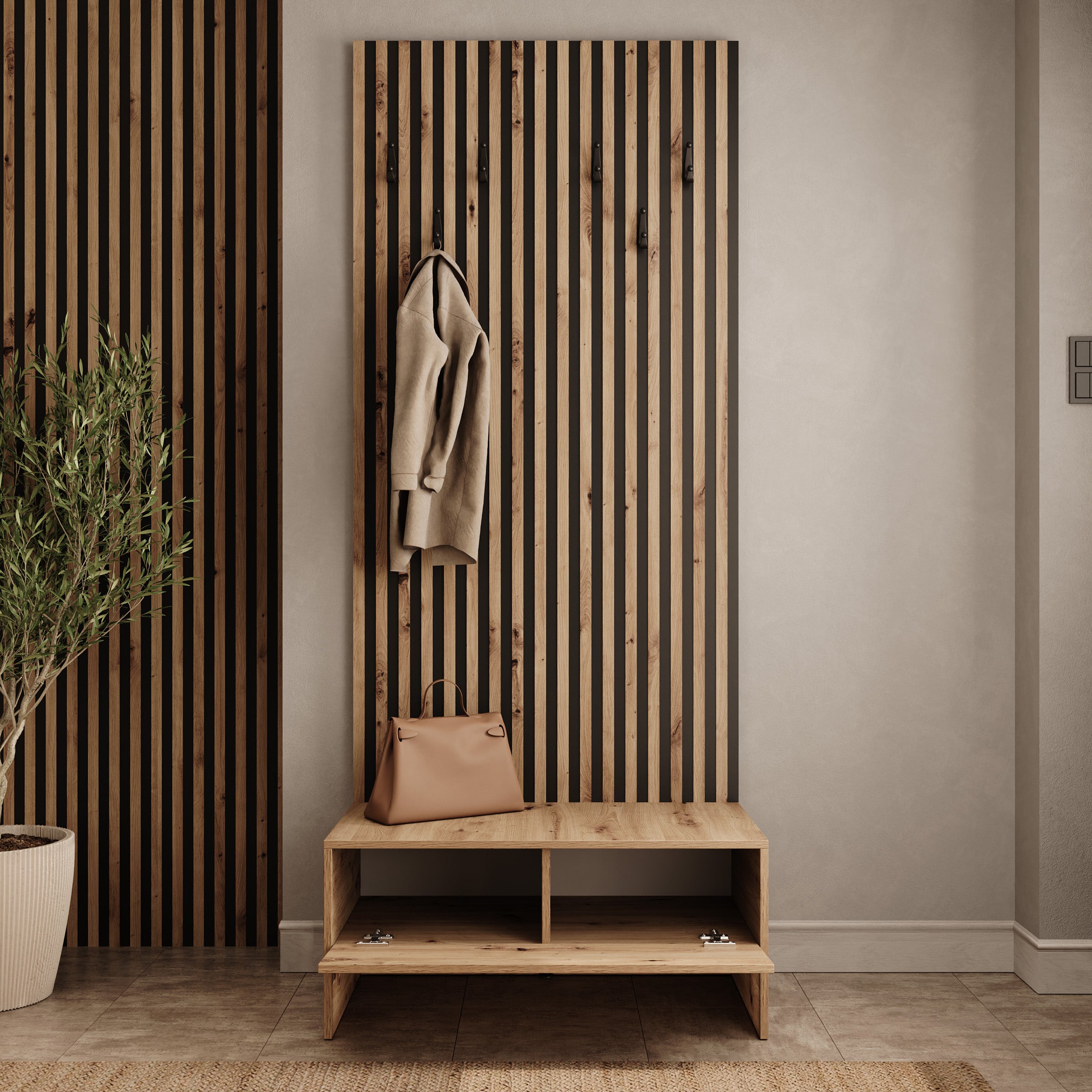 Coco - Schoenenkast - Eikenpatroon - 85x44x206 cm