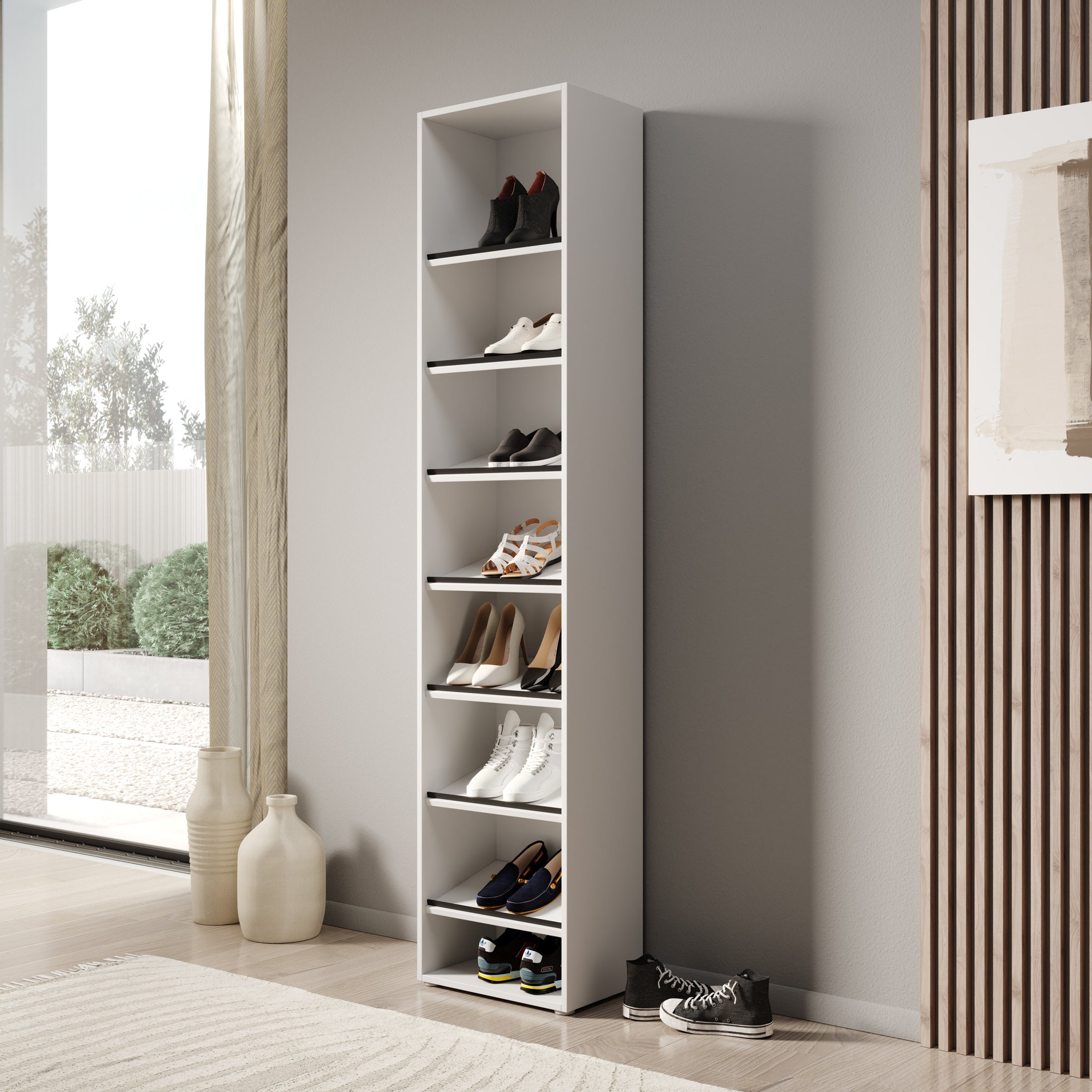Cordano - Schoenenkast - Wit - 45x30x208 cm