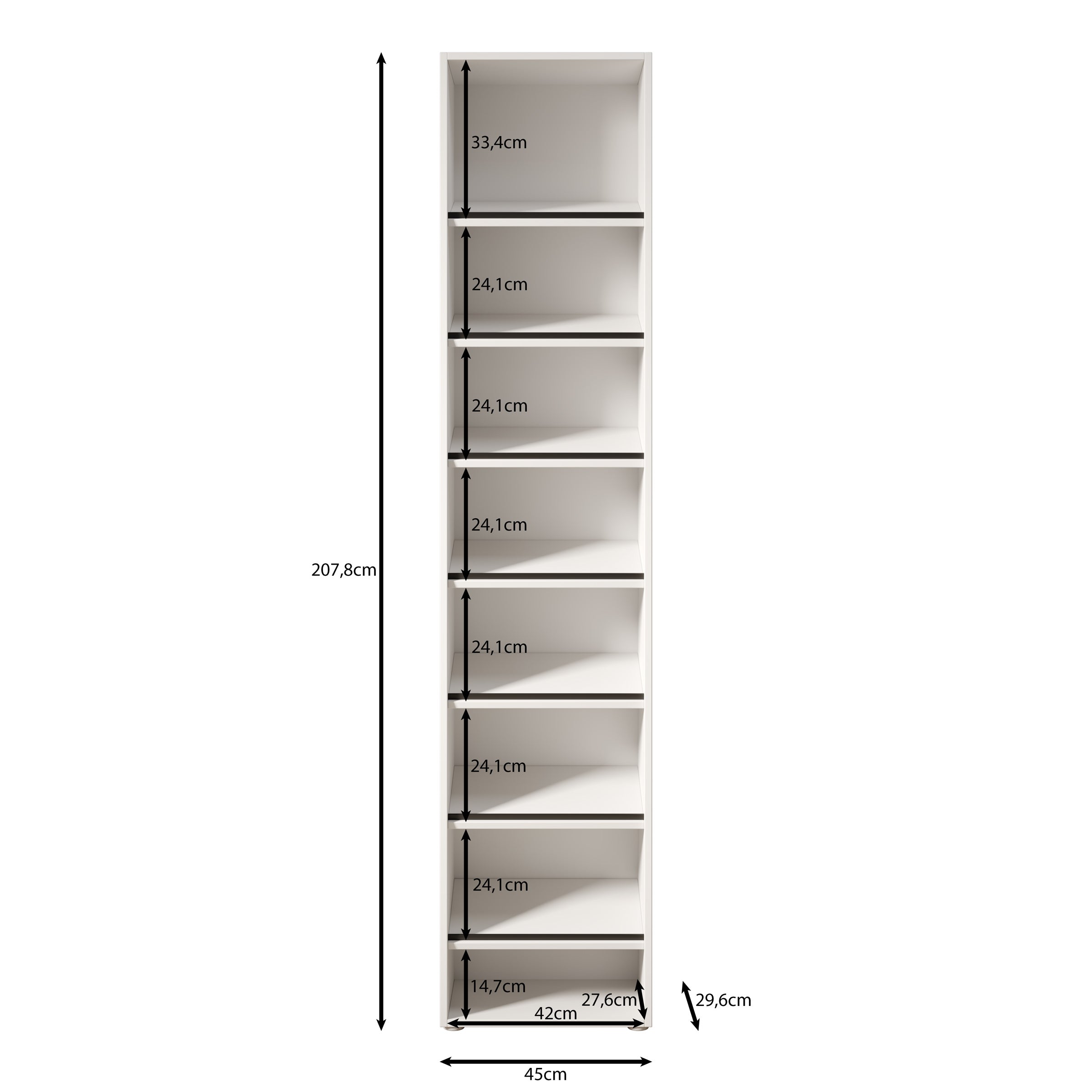 Cordano - Schoenenkast - Wit - 45x30x208 cm
