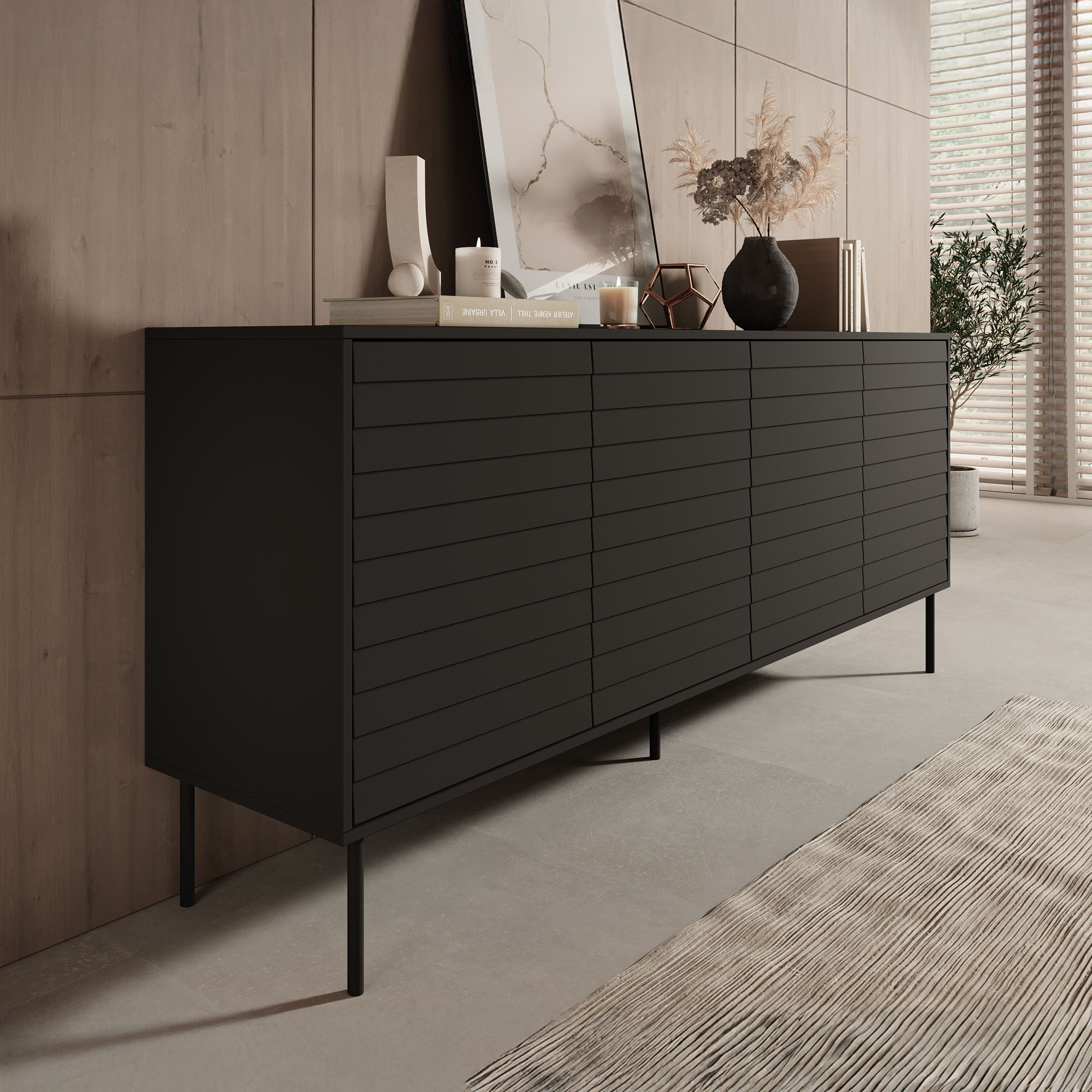 Cordoba - Dressoir - Zwart - 200x40x81 cm