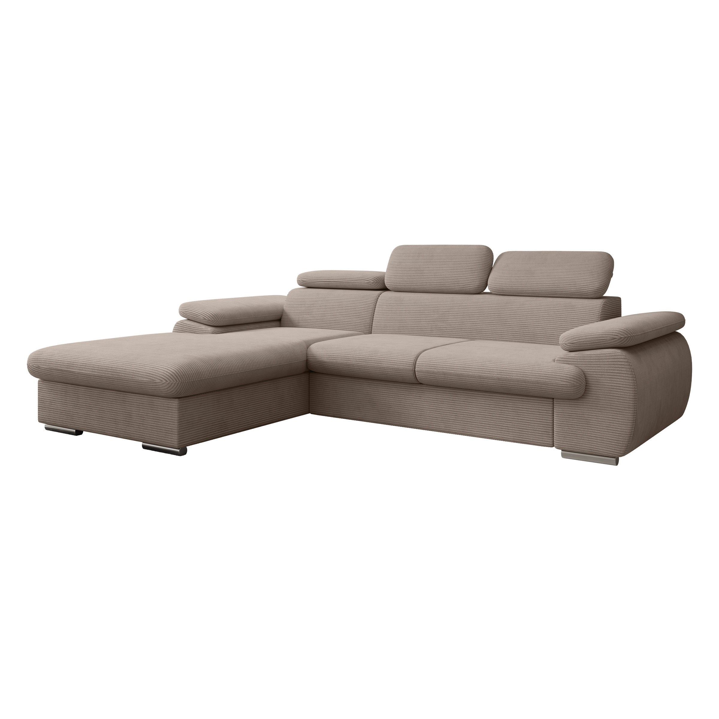 Cordoba - Hoekbank 3-zits met chaise longue - Ribstof bruin - Links