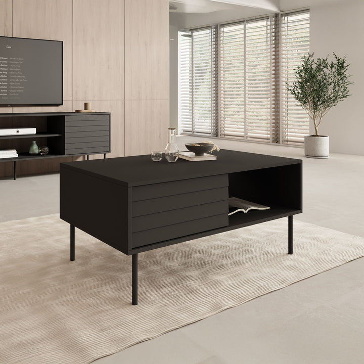 Cordoba - Salontafel met opbergruimte - Zwart - 100x55x45 cm
