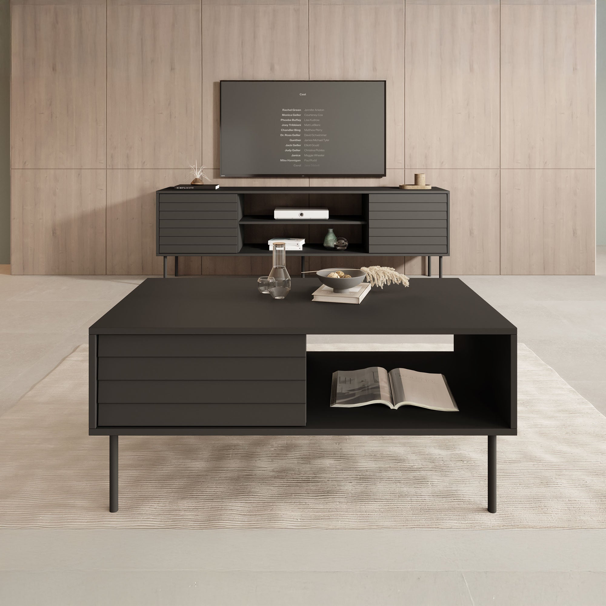 Cordoba - Salontafel met opbergruimte - Zwart - 100x55x45 cm