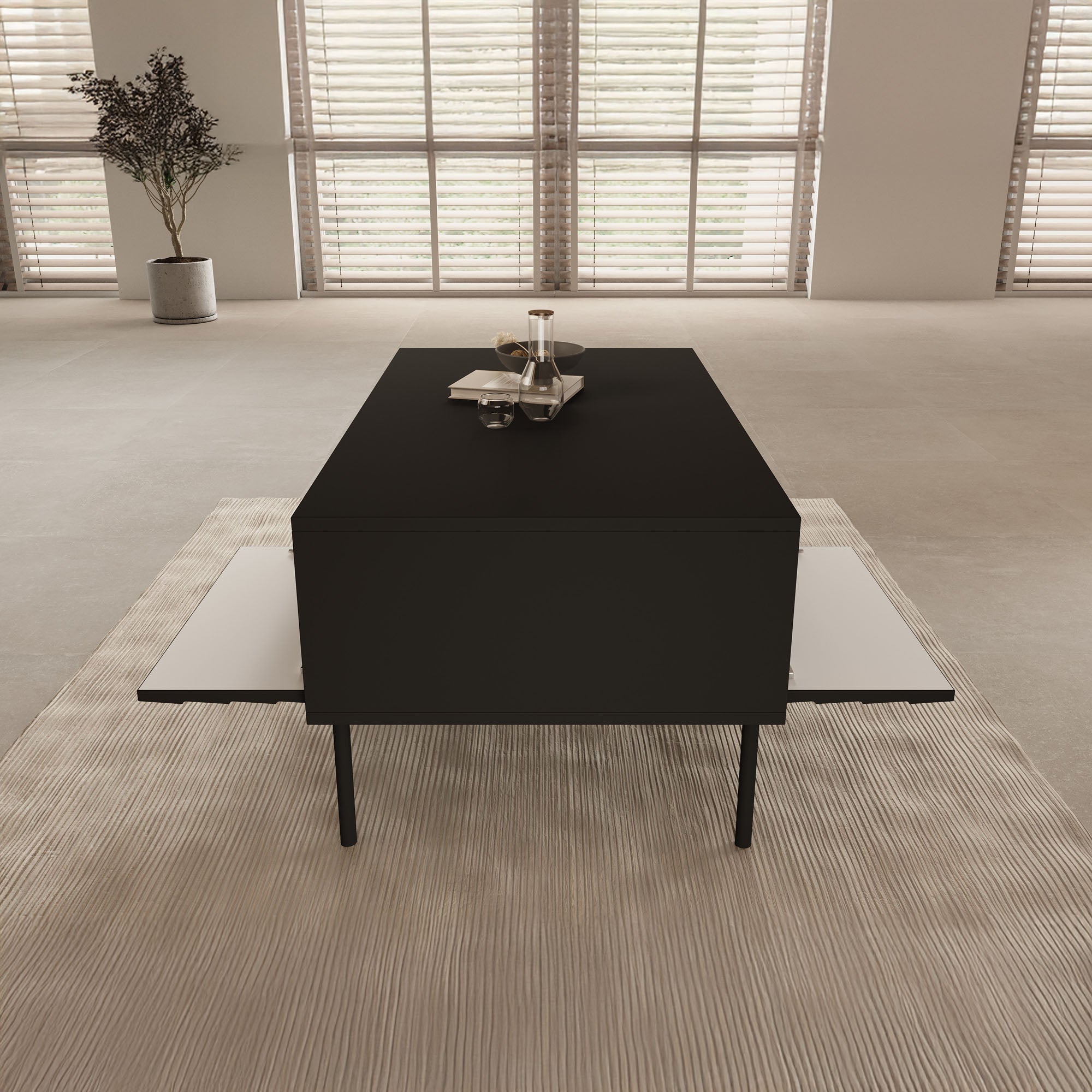 Cordoba - Salontafel met opbergruimte - Zwart - 100x55x45 cm