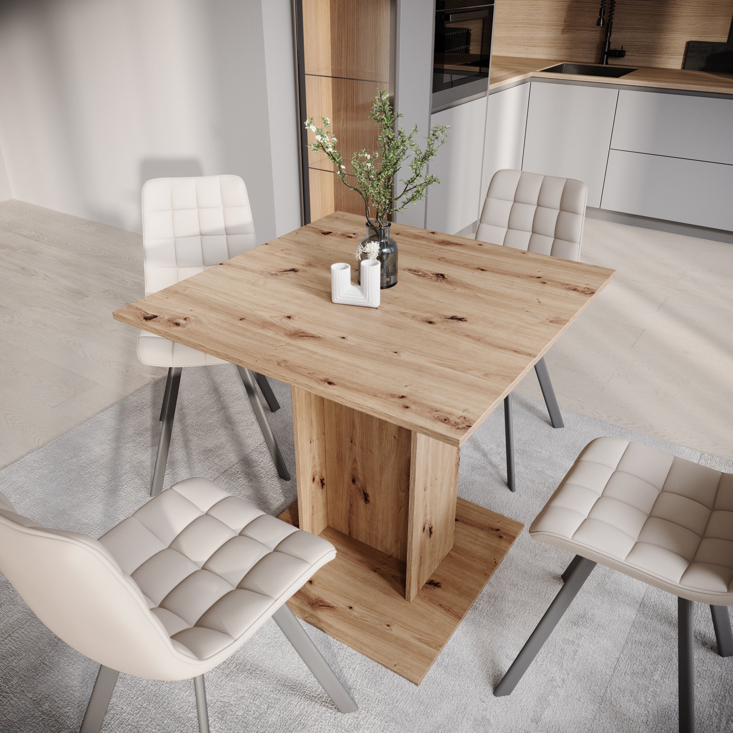 Cova - Eetkamertafel - Eikenpatroon - 80x80x76 cm