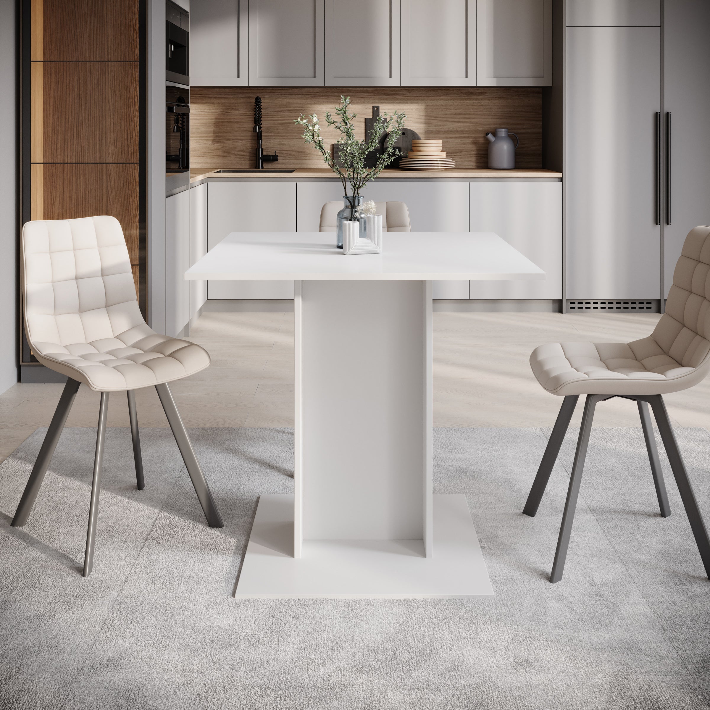 Cova - Eetkamertafel - Wit - 80x80x76 cm