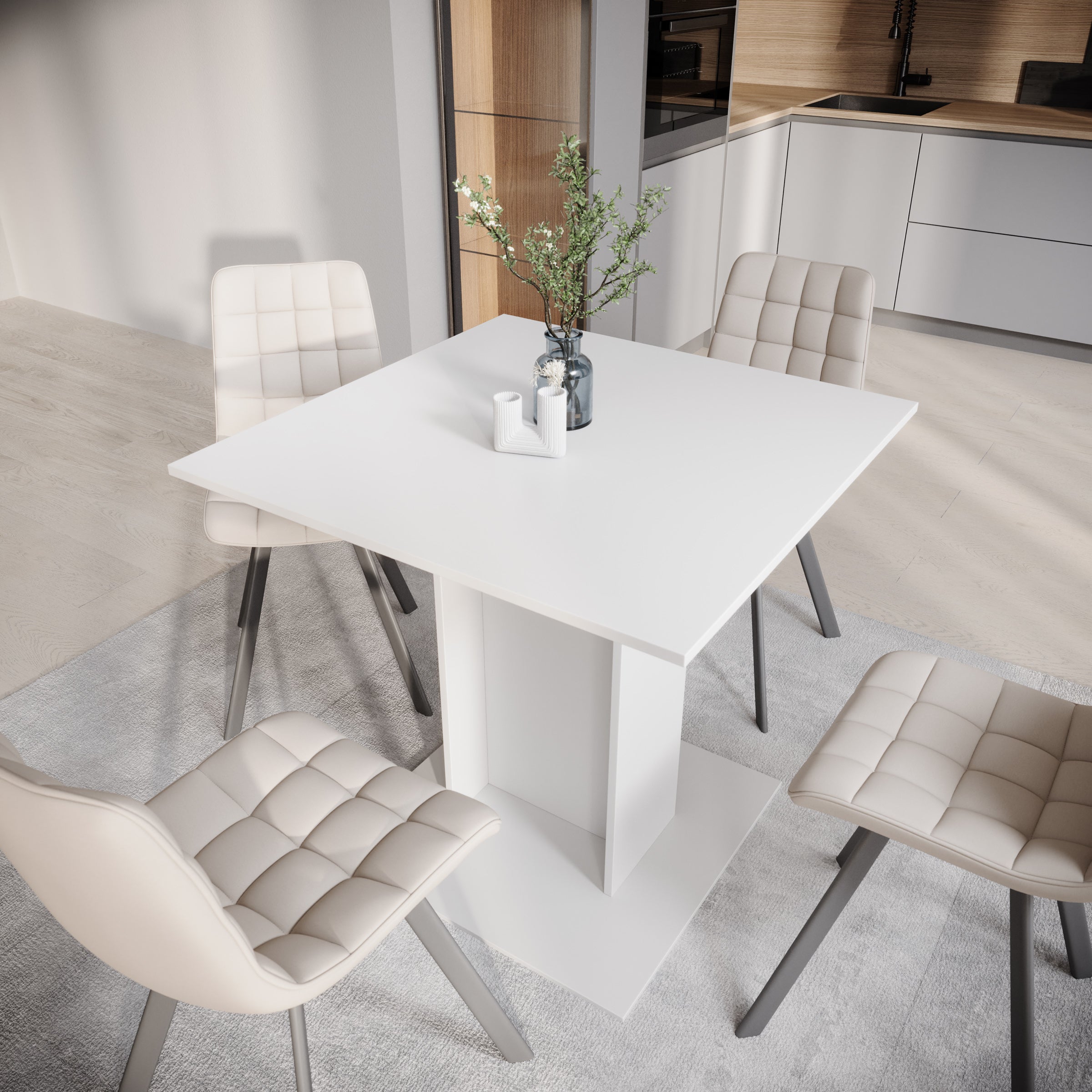 Cova - Eetkamertafel - Wit - 80x80x76 cm