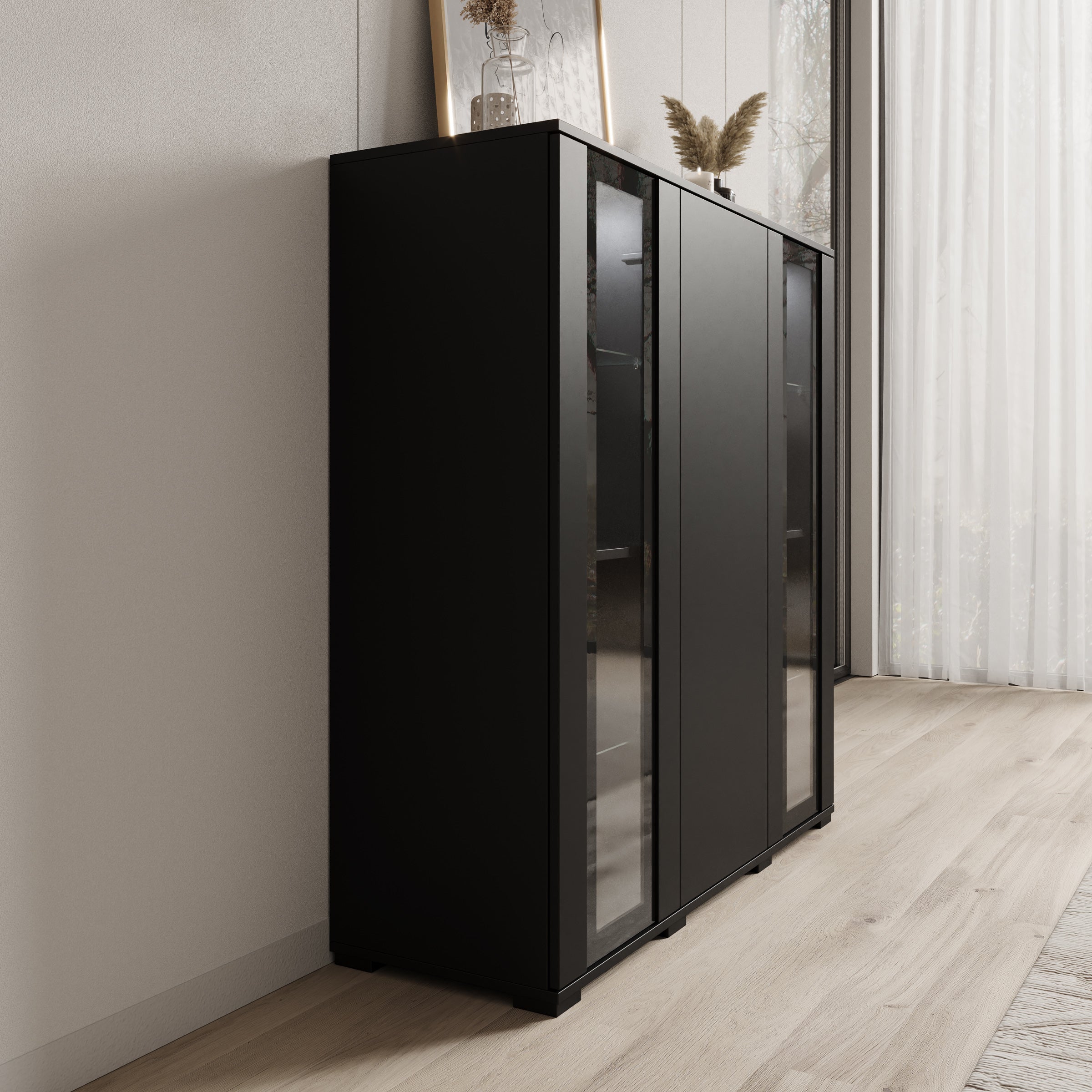 Cres - Dressoir - Zwart - 120x40x122 cm