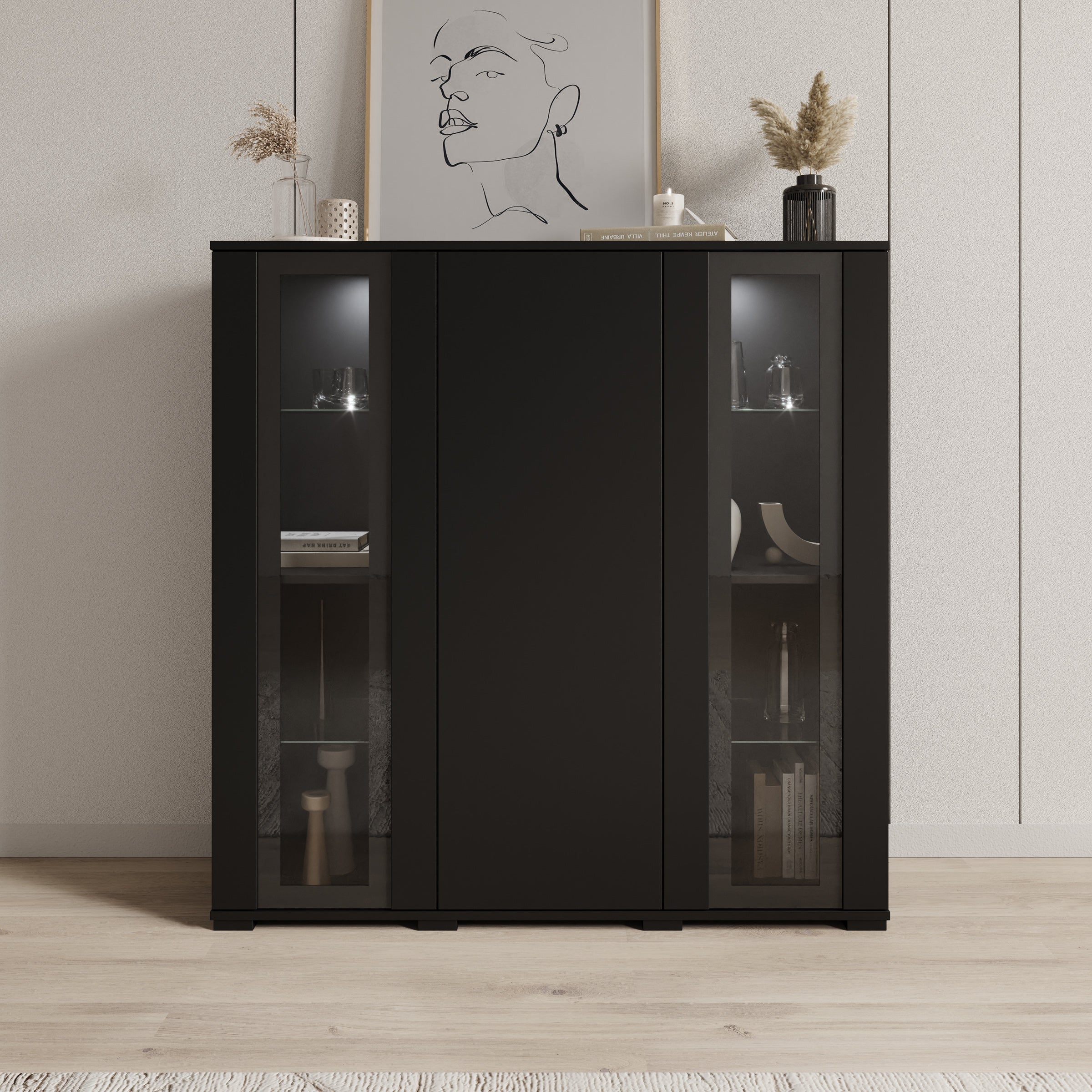 Cres - Dressoir - Zwart - 120x40x122 cm