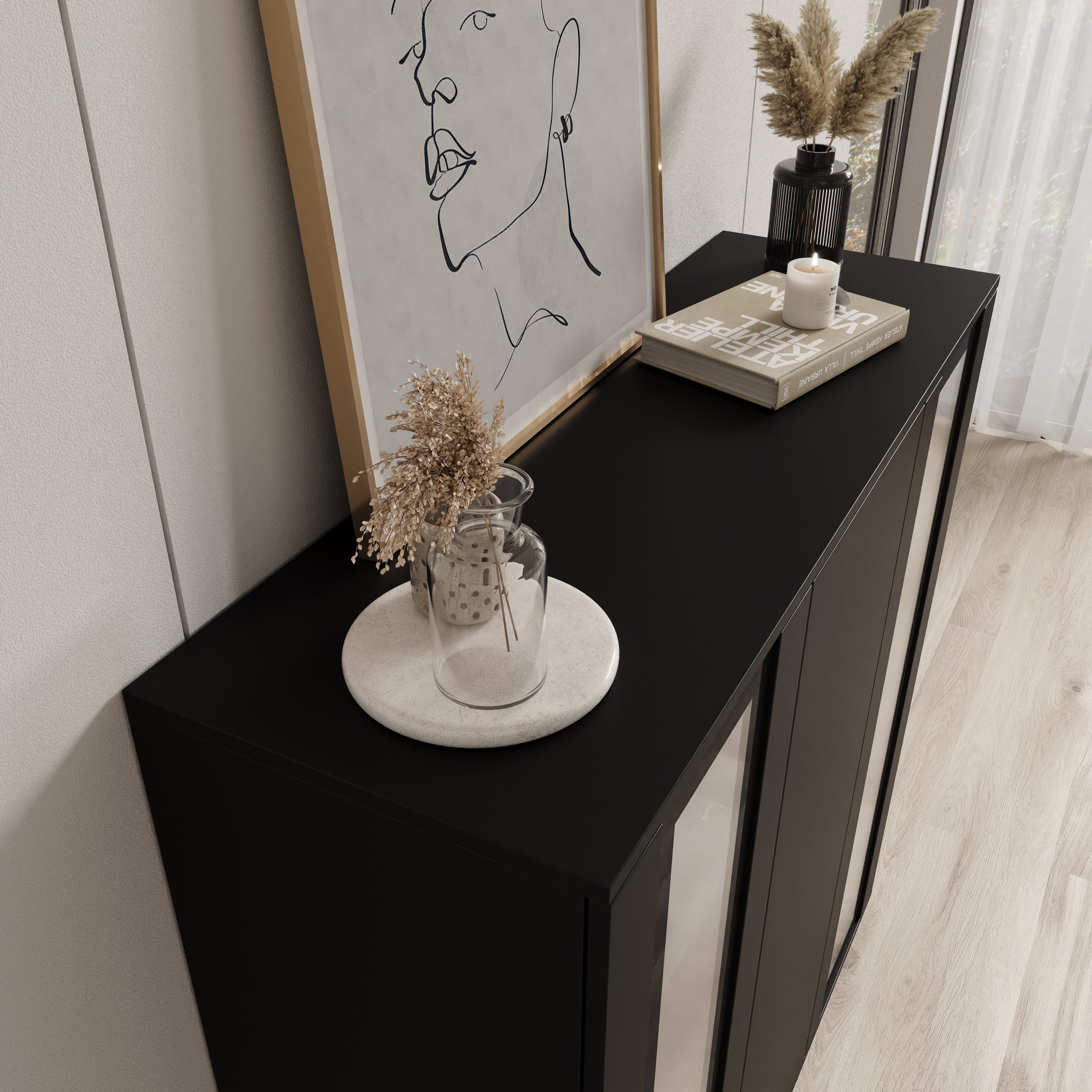 Cres - Dressoir - Zwart - 120x40x122 cm