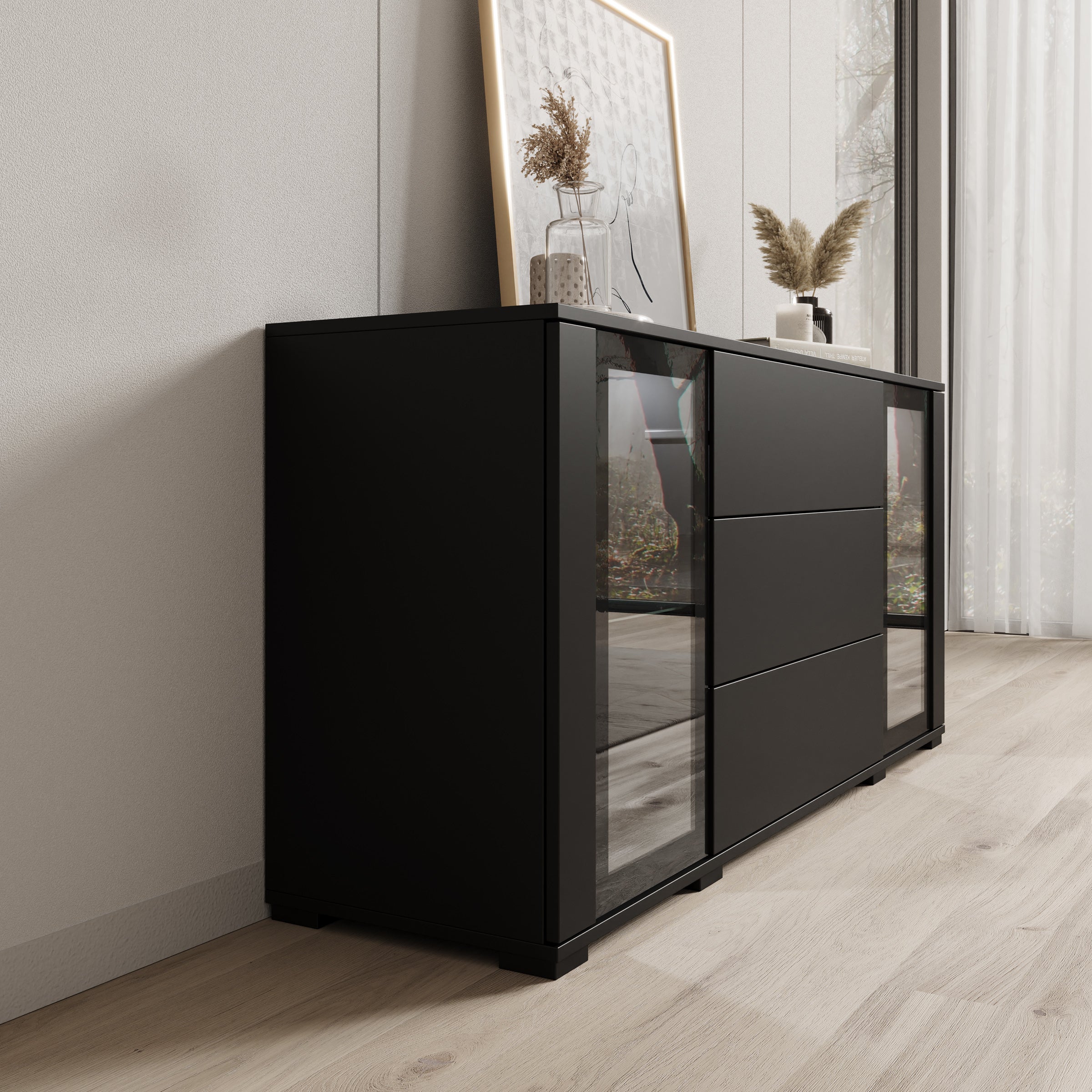 Cres - Dressoir - Zwart - 150x40x70 cm