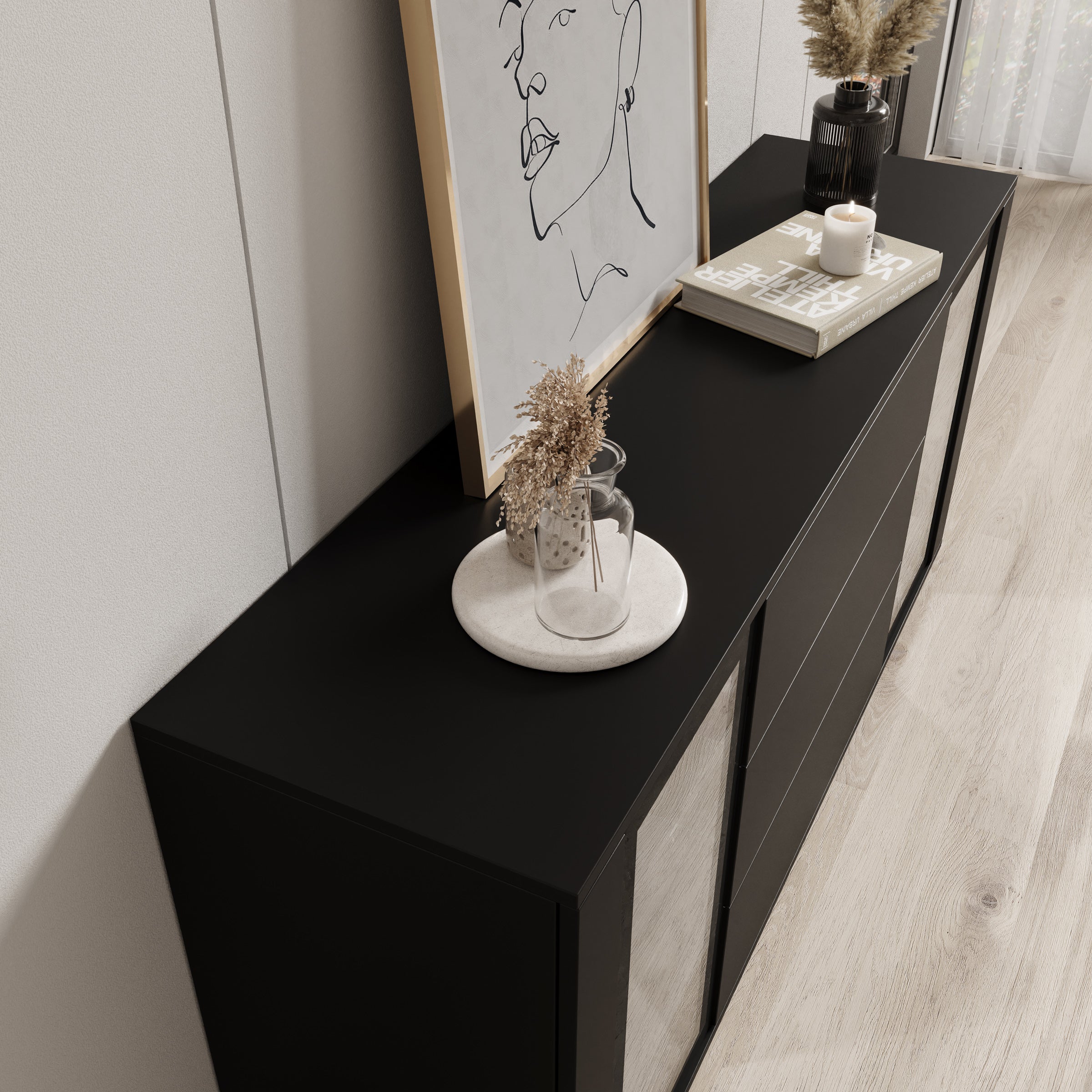 Cres - Dressoir - Zwart - 150x40x70 cm