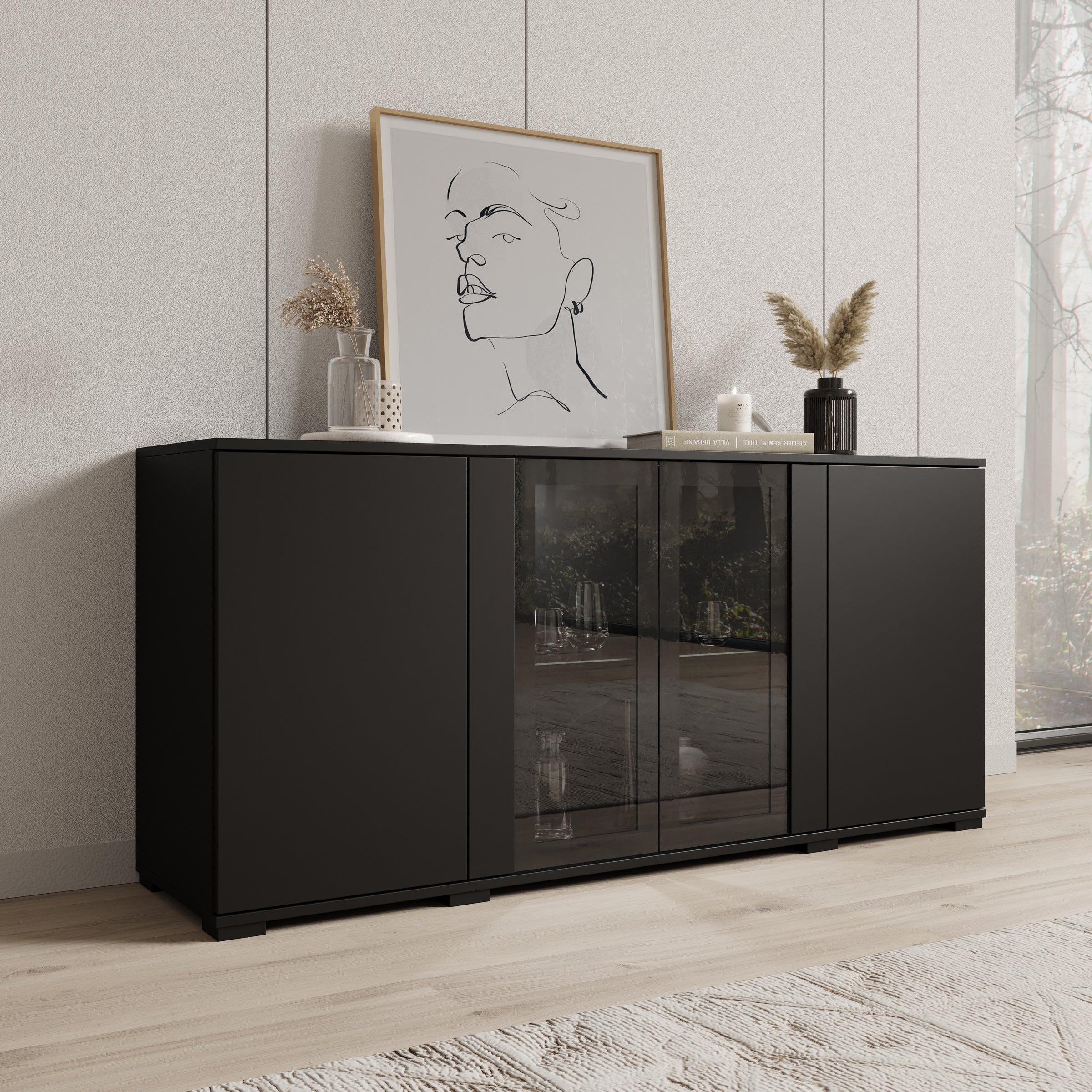 Cres 2 - Dressoir - Zwart - 150x40x70 cm