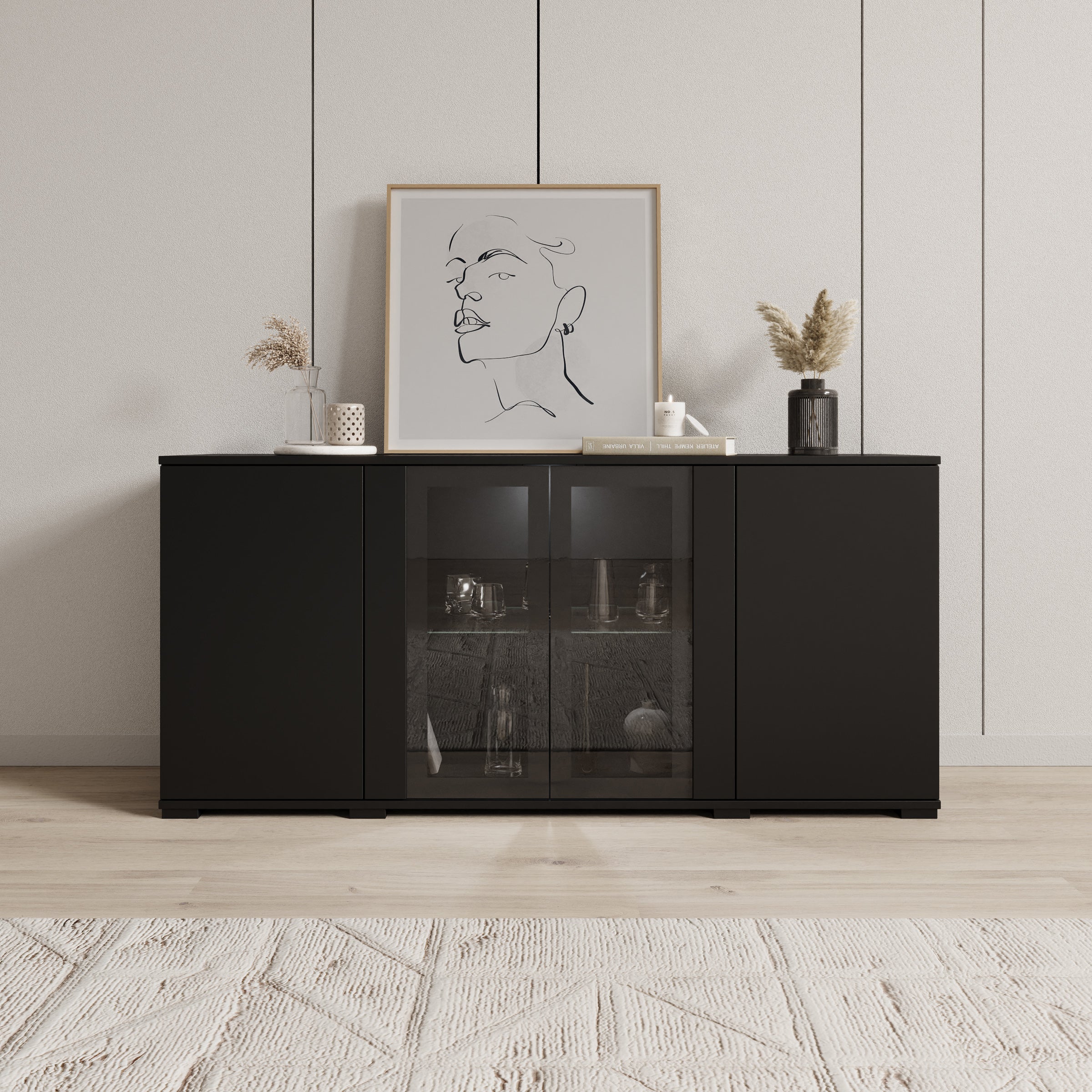 Cres 2 - Dressoir - Zwart - 150x40x70 cm