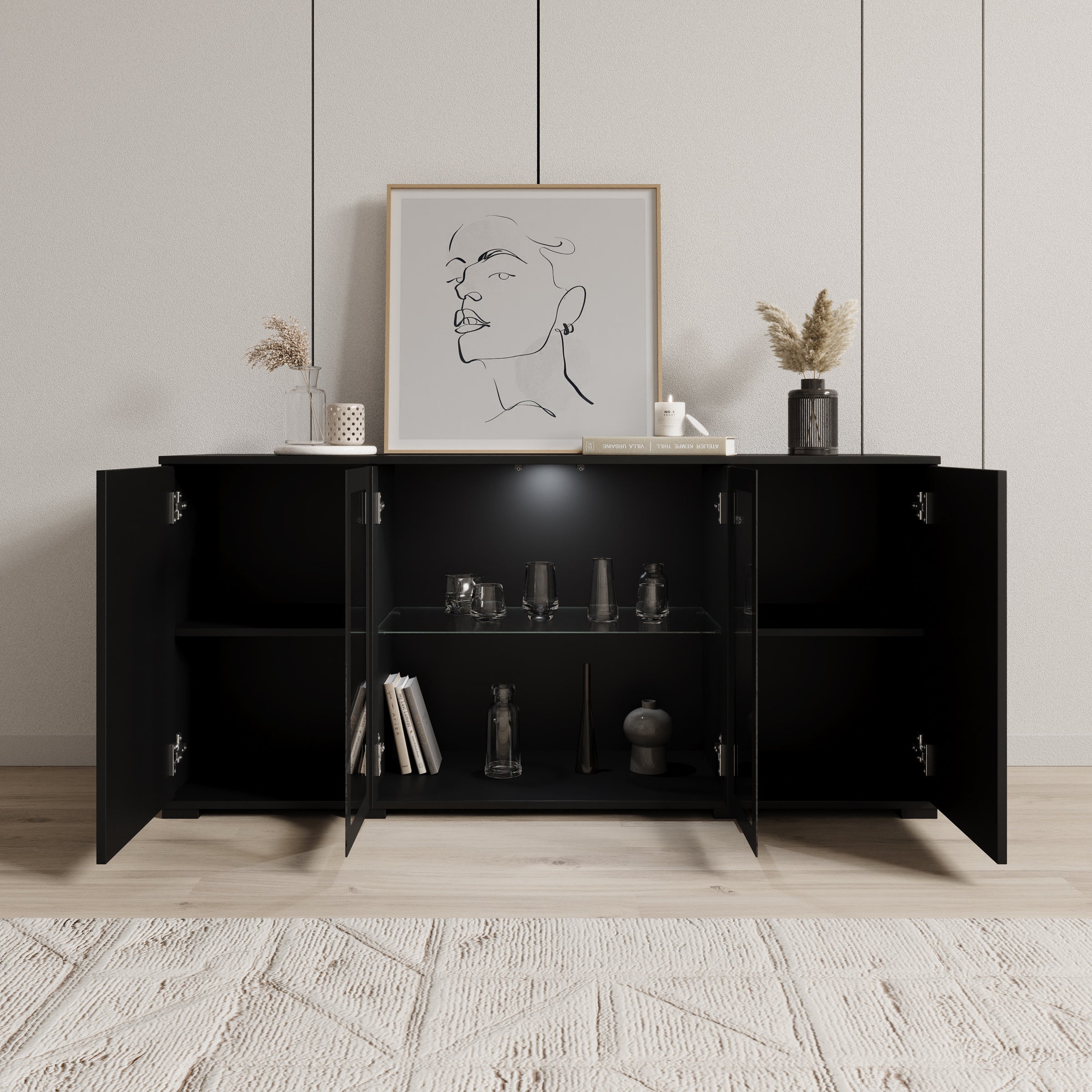 Cres 2 - Dressoir - Zwart - 150x40x70 cm