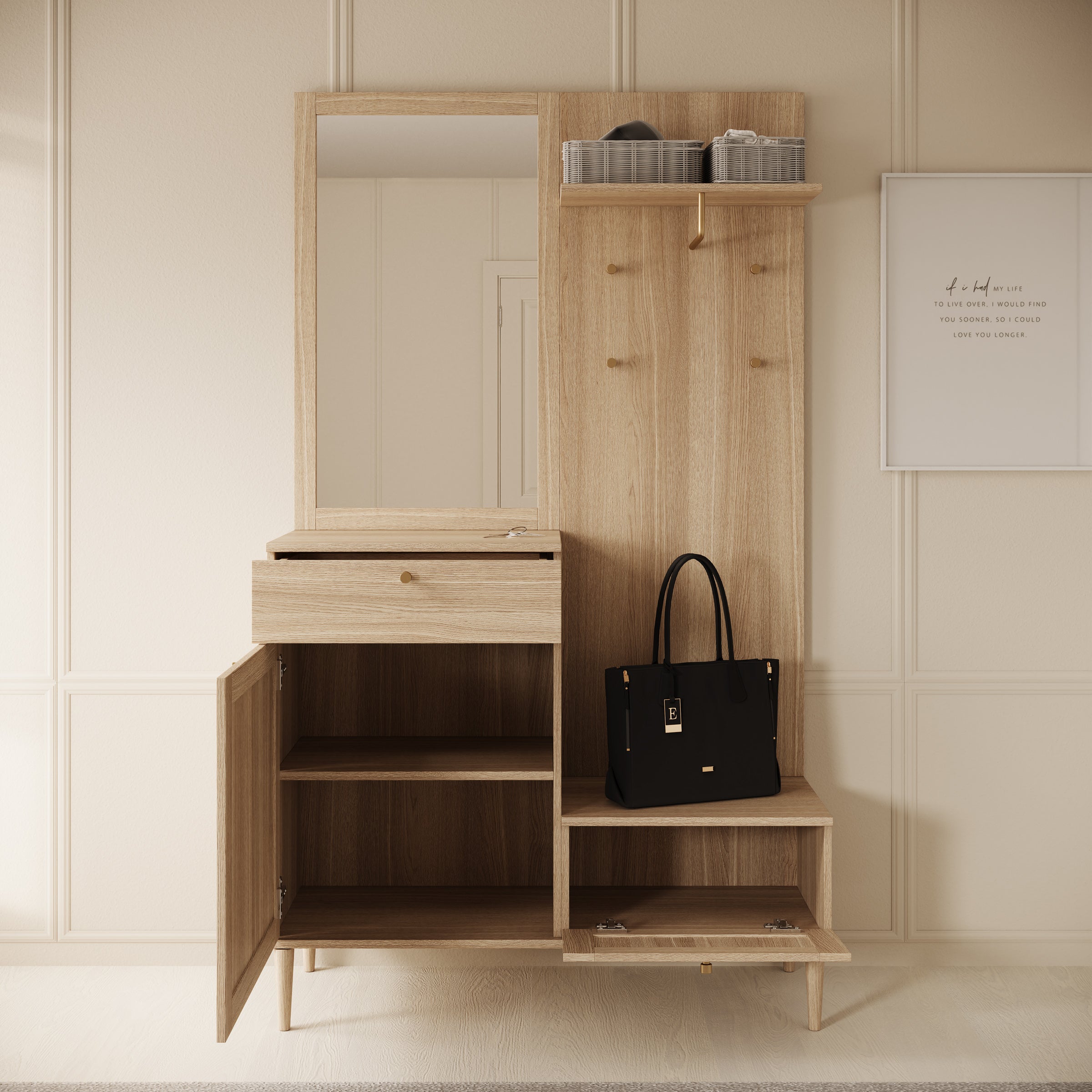 Crimson - Kapstok - Eikenpatroon - 115x41x198 cm