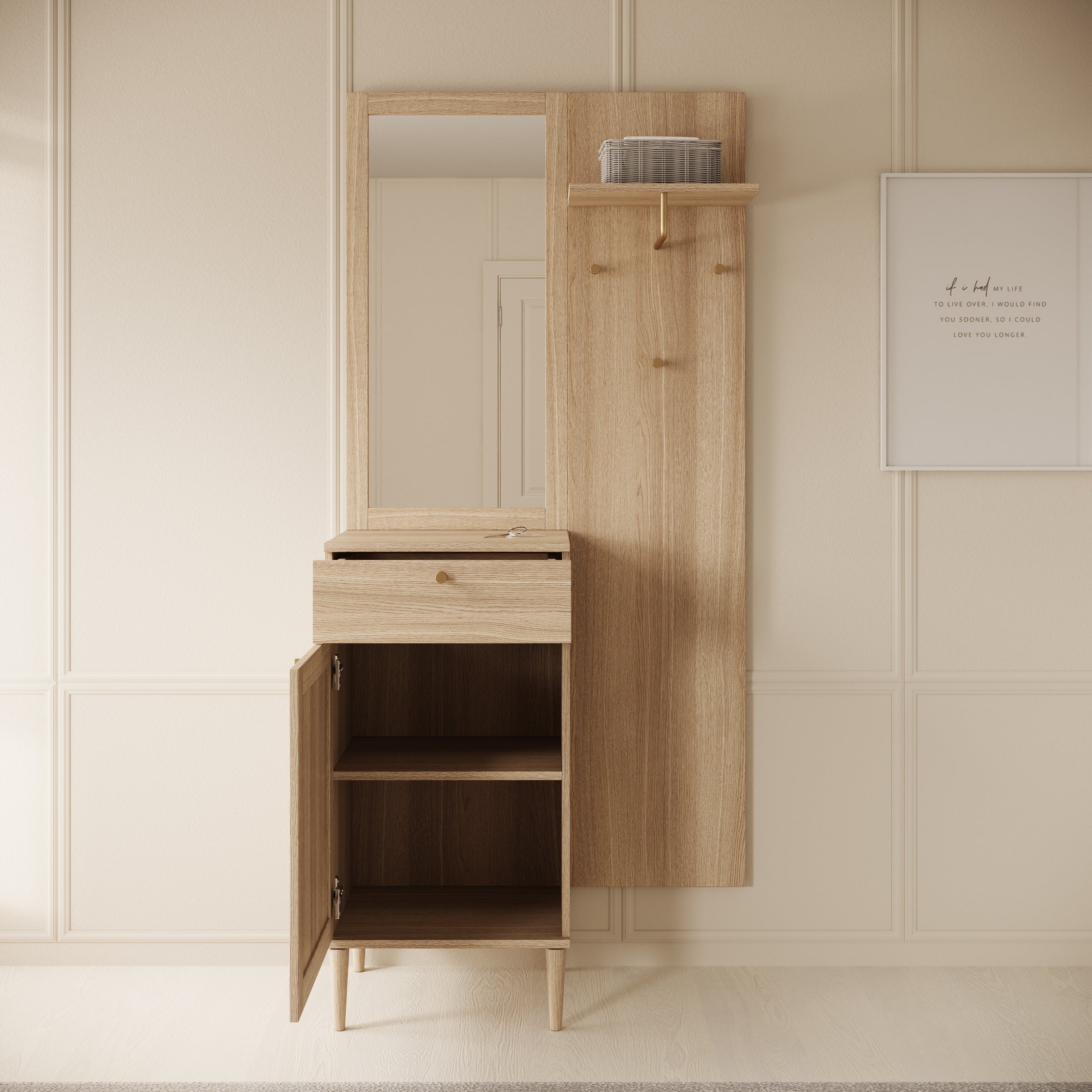 Crimson - Kapstok - Eikenpatroon - 90x41x198 cm