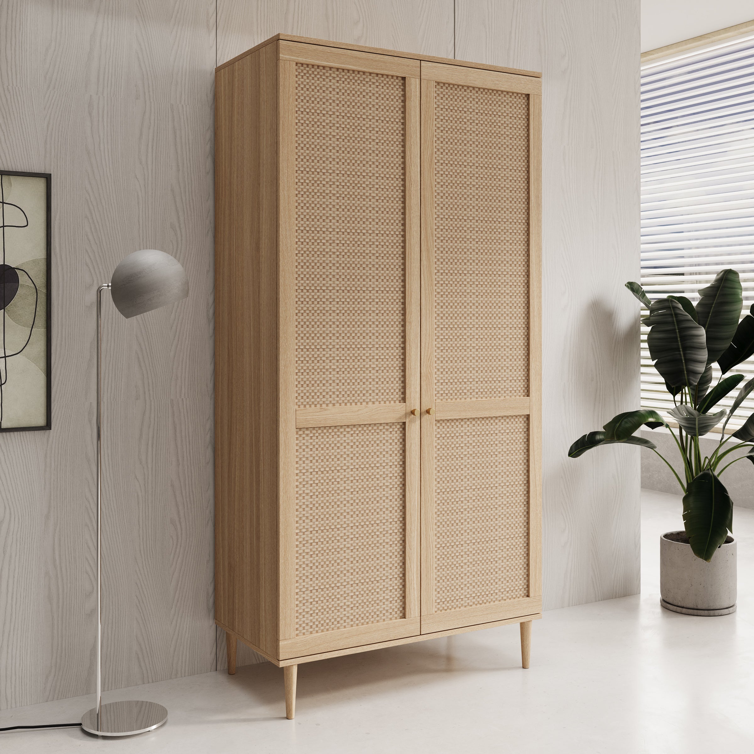 Crimson - Kledingkast 2-deurs - Eiken - 110x52x208 cm