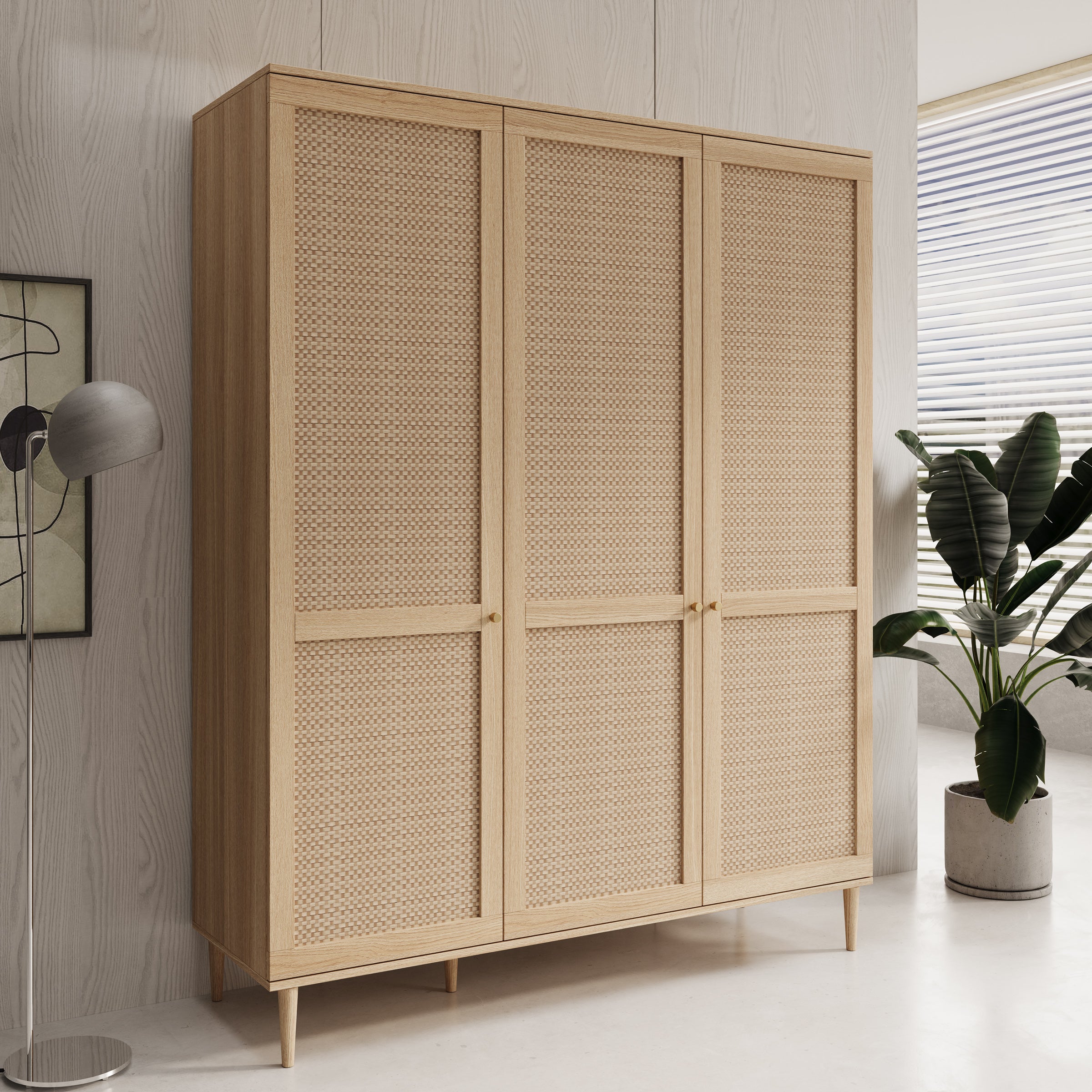 Crimson - Kledingkast met 3 deuren - Eiken - 165x52x208 cm