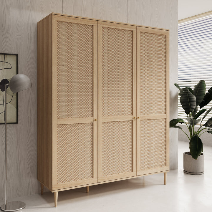 Crimson - Kledingkast met 3 deuren - Eiken - 165x52x208 cm