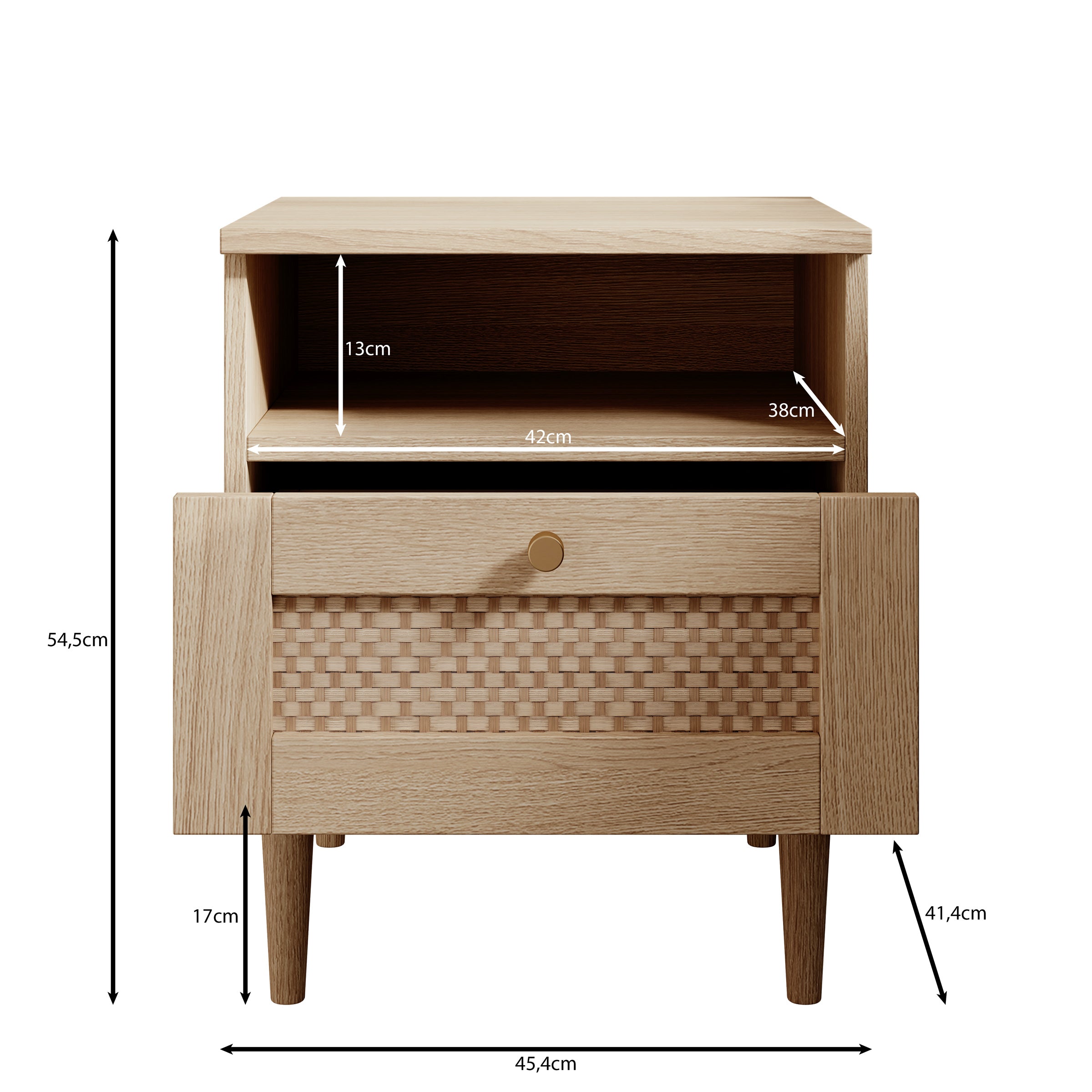 Crimson - Nachtkastje - Eiken - 45x41x55 cm