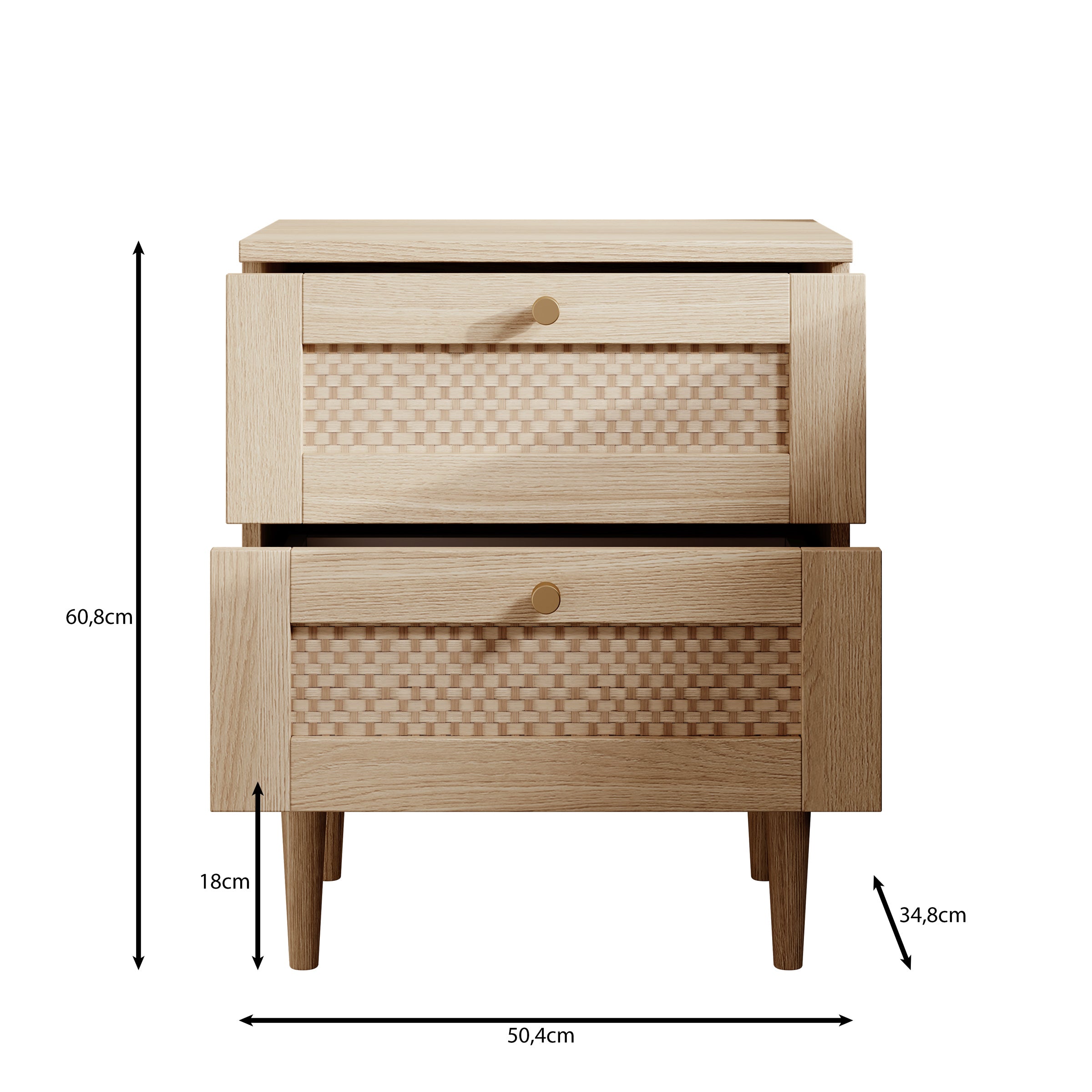 Crimson - Nachtkastje - Eiken - 50x35x61 cm