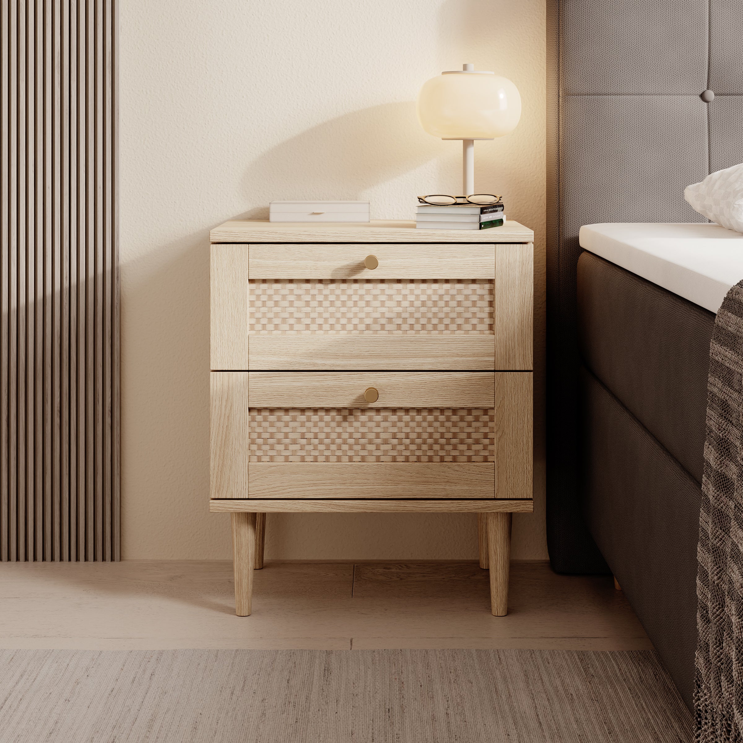 Crimson - Nachtkastje - Eiken - 50x35x61 cm