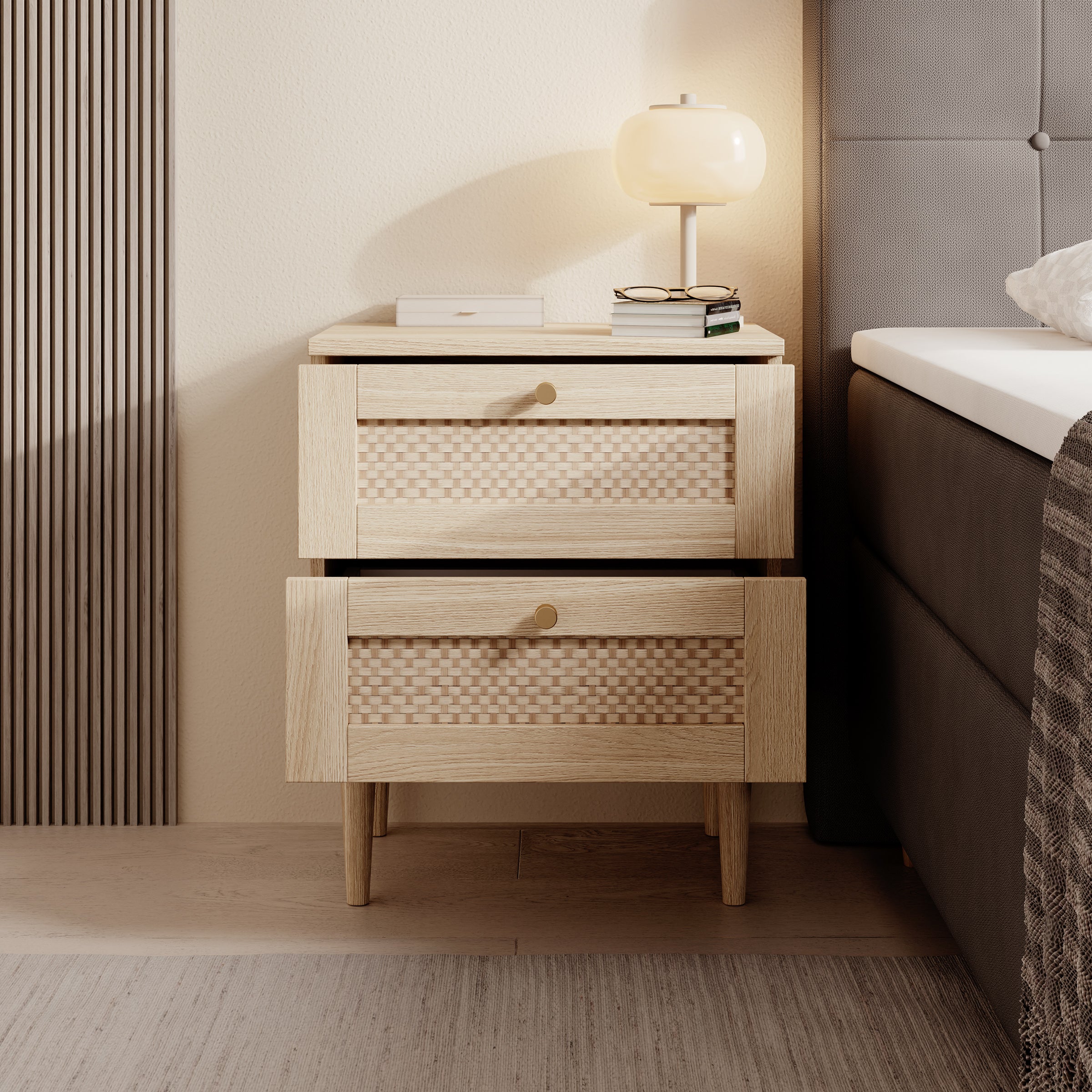 Crimson - Nachtkastje - Eiken - 50x35x61 cm