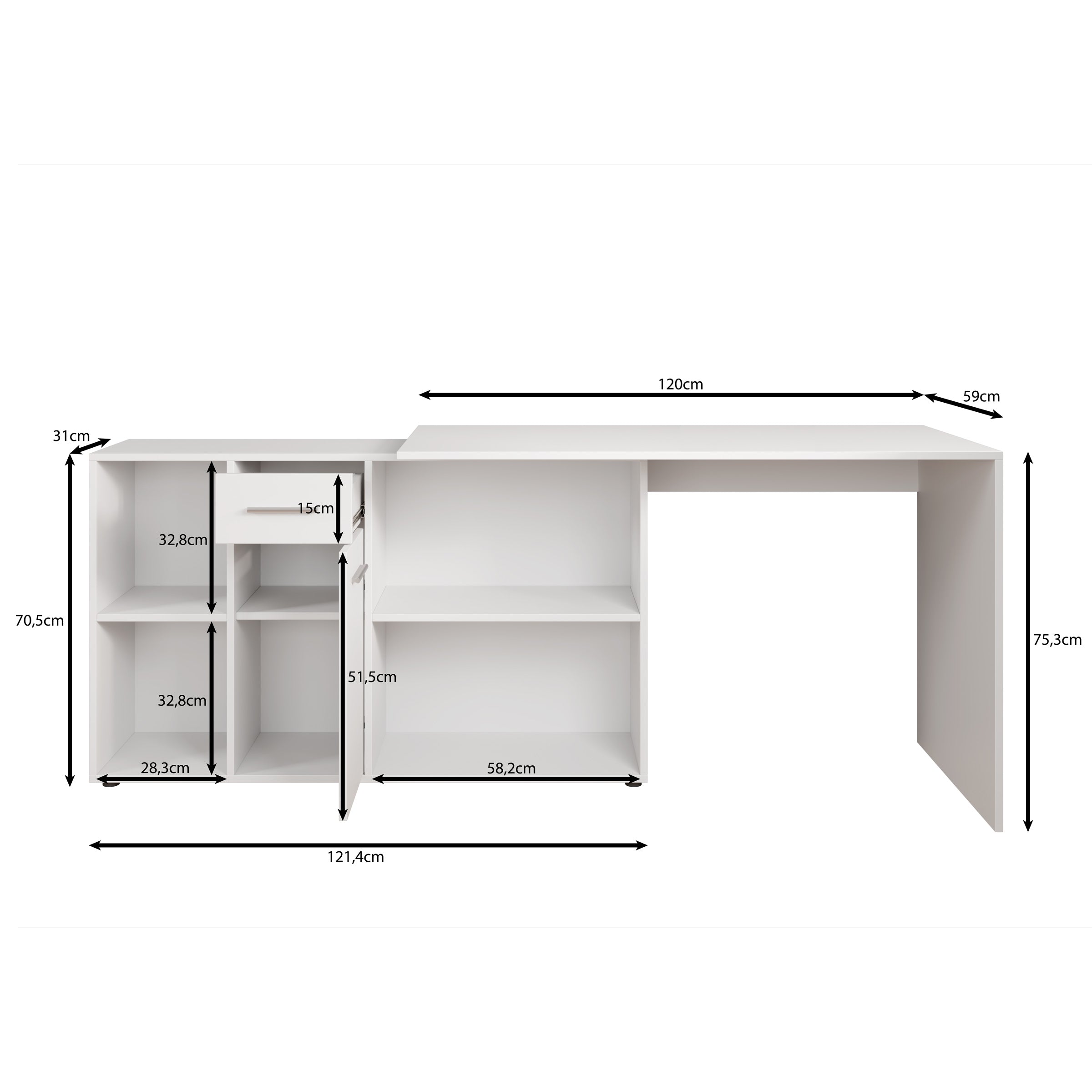 Crister - Bureau - Wit - 122x120 cm