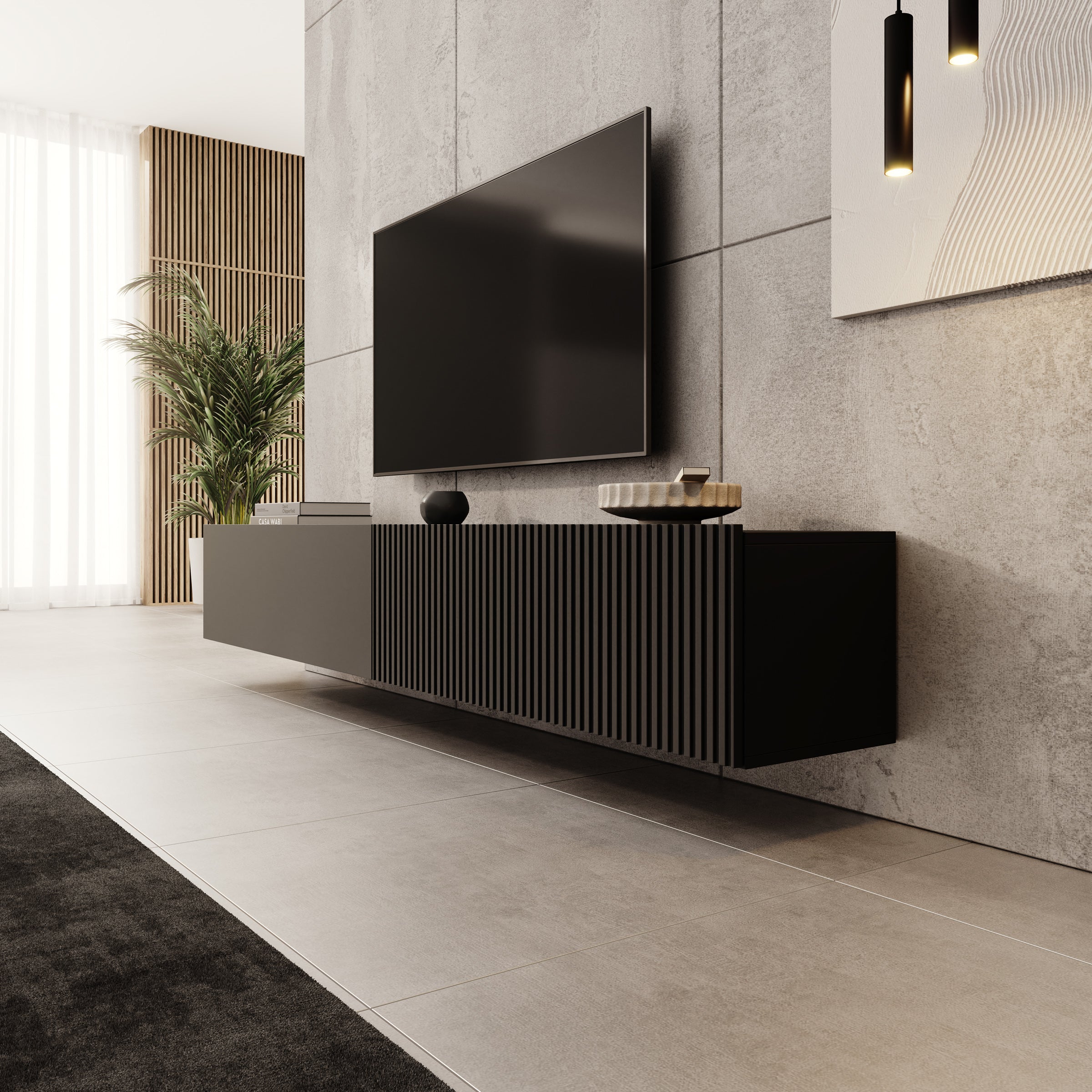 Cruzar - TV-Meubel - Zwart - 200x30x31 cm