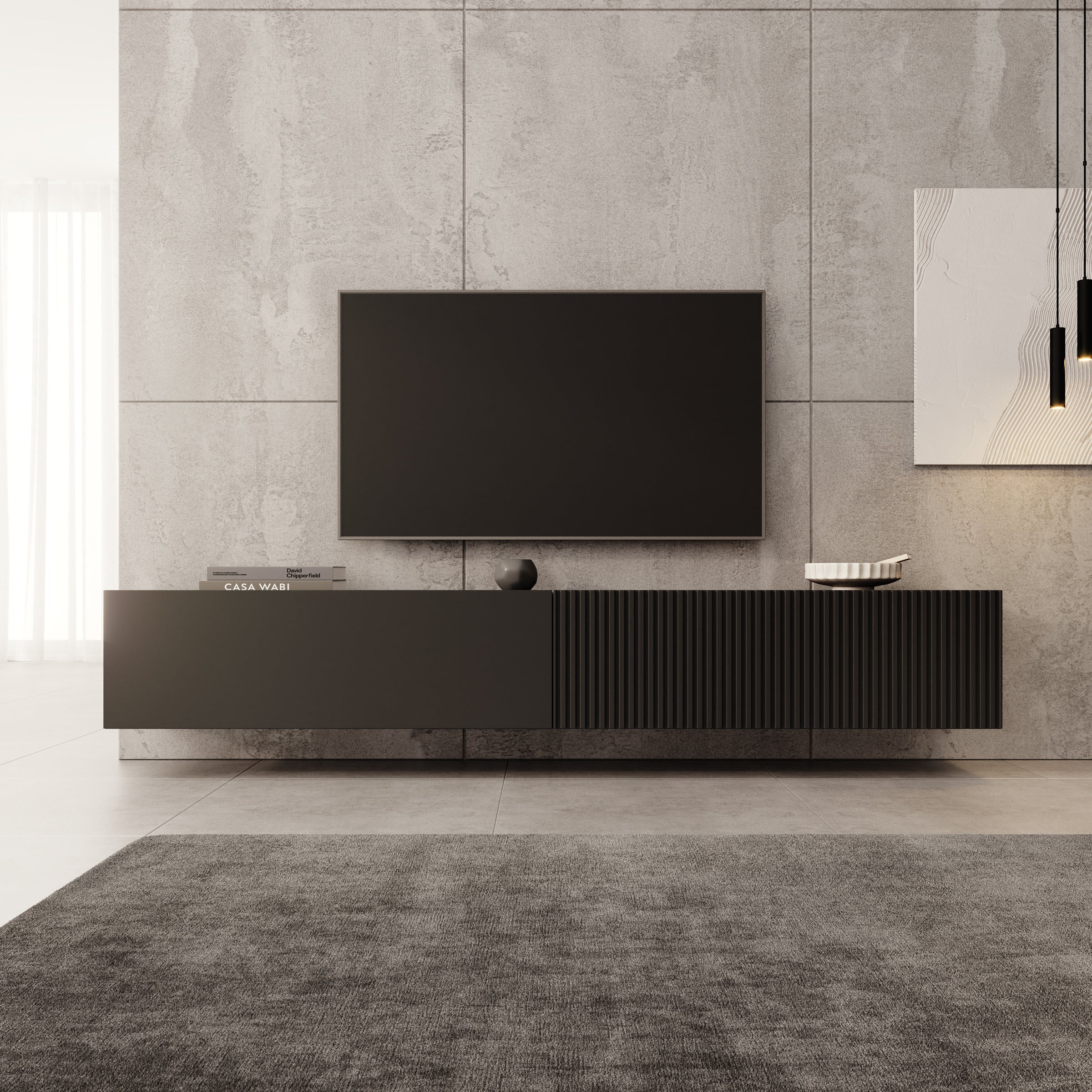 Cruzar - TV-Meubel - Zwart - 200x30x31 cm