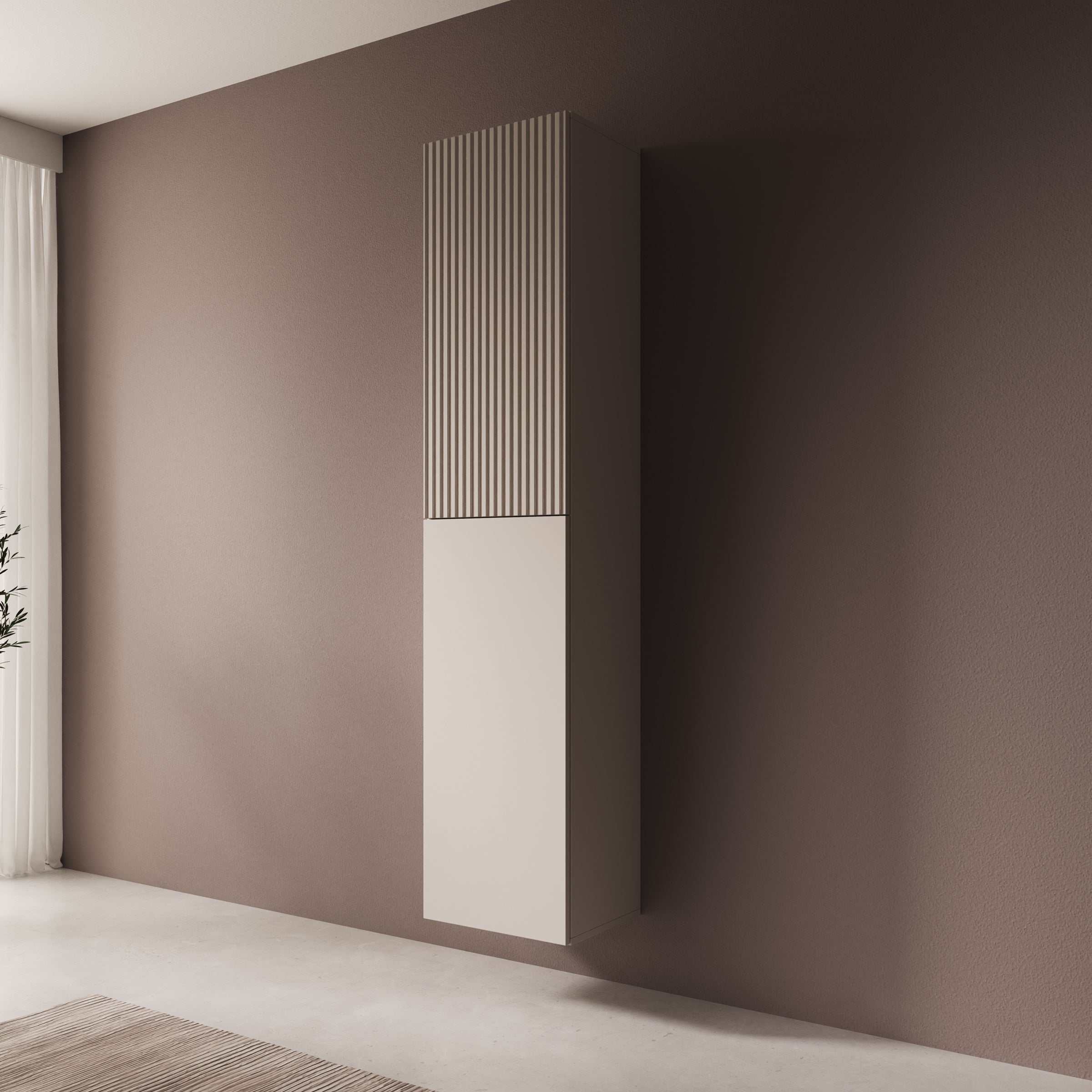 Cruzar - Vitrinekast - Beige - 40x30x180 cm