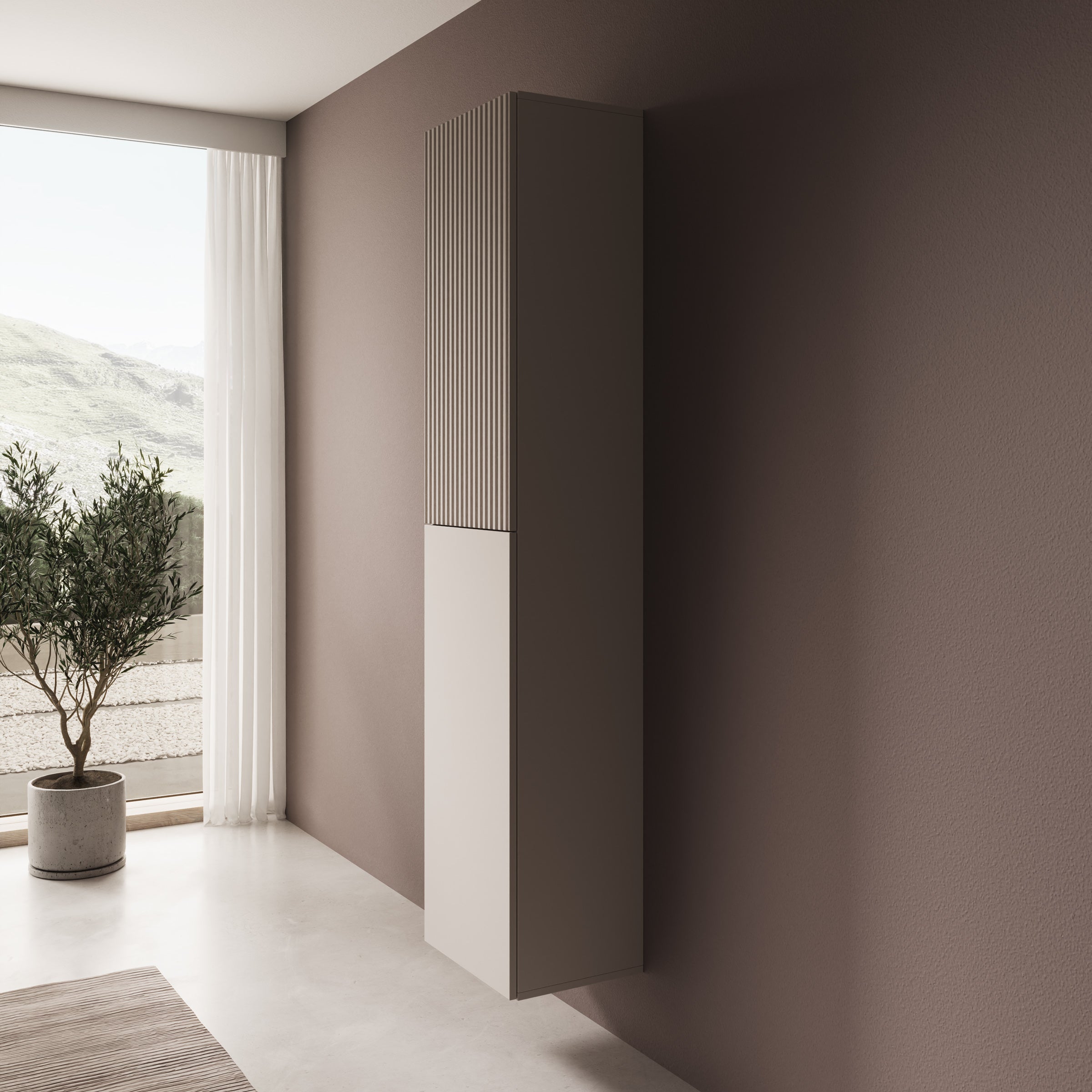 Cruzar - Vitrinekast - Beige - 40x30x180 cm