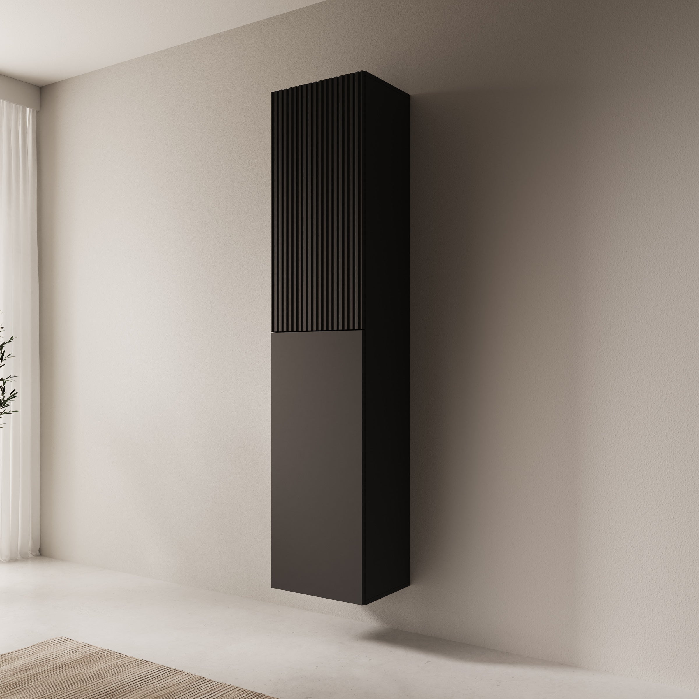 Cruzar - Vitrinekast - Zwart - 40x30x180 cm